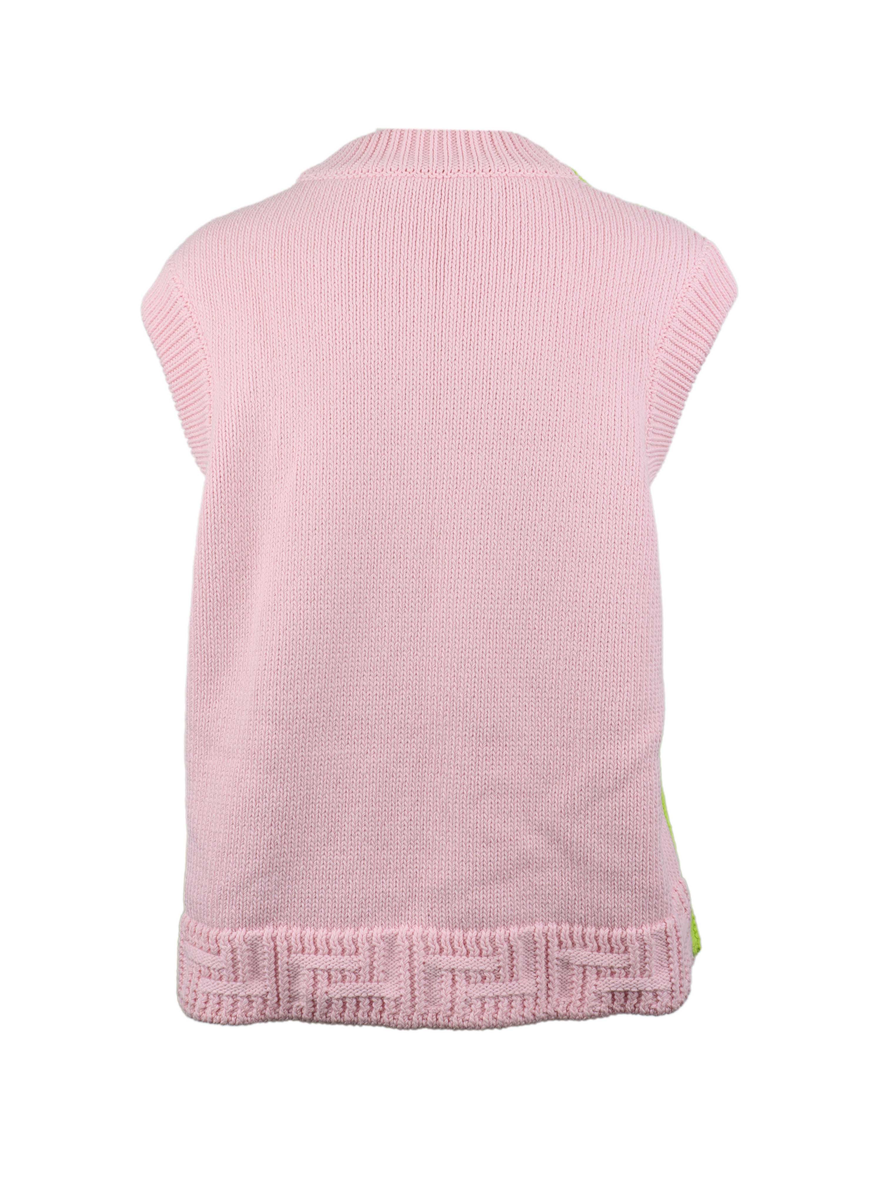 Versace Green & Pink Knit Vest for Women - Luxury Designer Sweater Vest - Fashionable Knitwear for Fall & Winter - Perfect for Office, Party & Casual Outfits