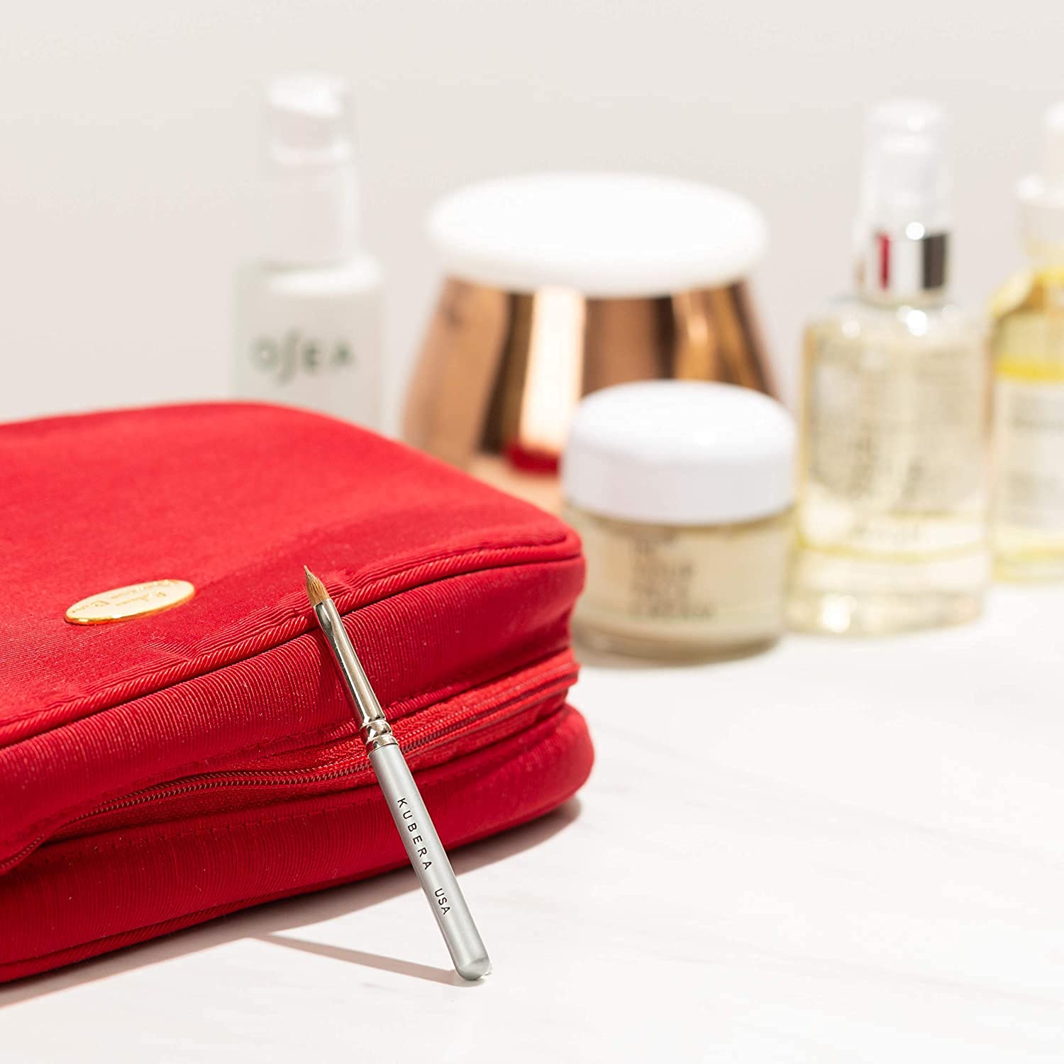 KUBERA Retractable Lip Makeup Brush - 100% Natural Hair Lipstick Applicator | Professional Lip Brush for Precise Application | Perfect for Travel, Makeup Kits & On-the-Go Touch Ups (Assembled in USA)