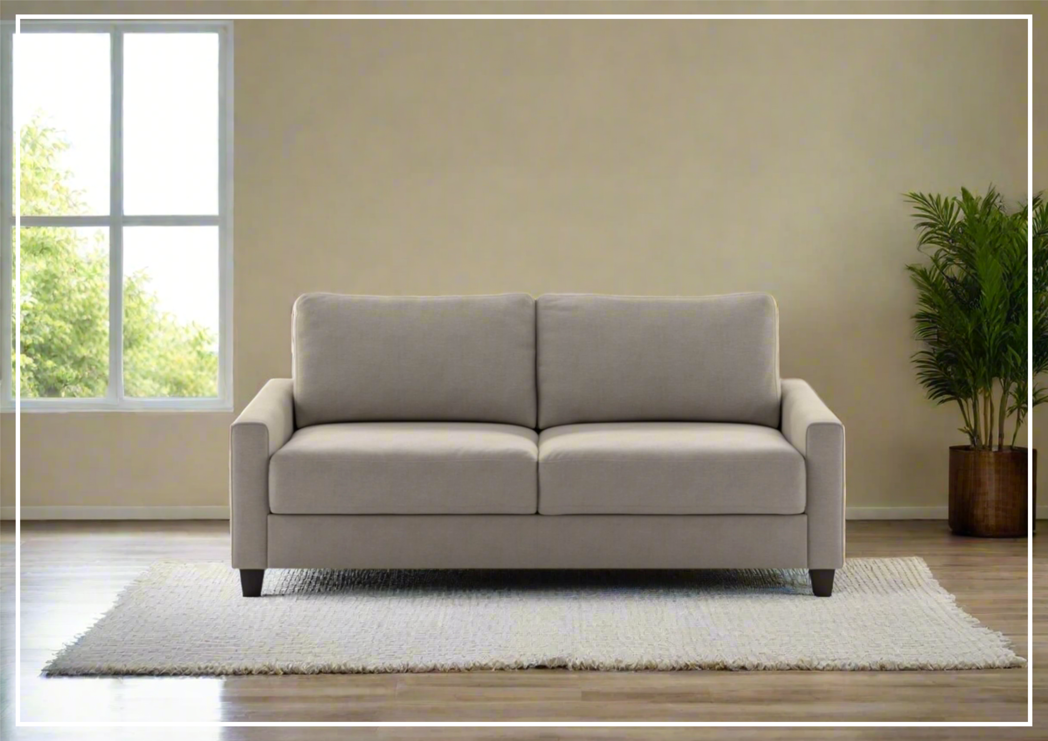 Luonto Nico Fabric Sleeper Sofa - Convertible Bed with Walnut or Chrome Legs - Full, Queen & King Size Options - Perfect for Small Spaces, Guest Rooms & Apartments
