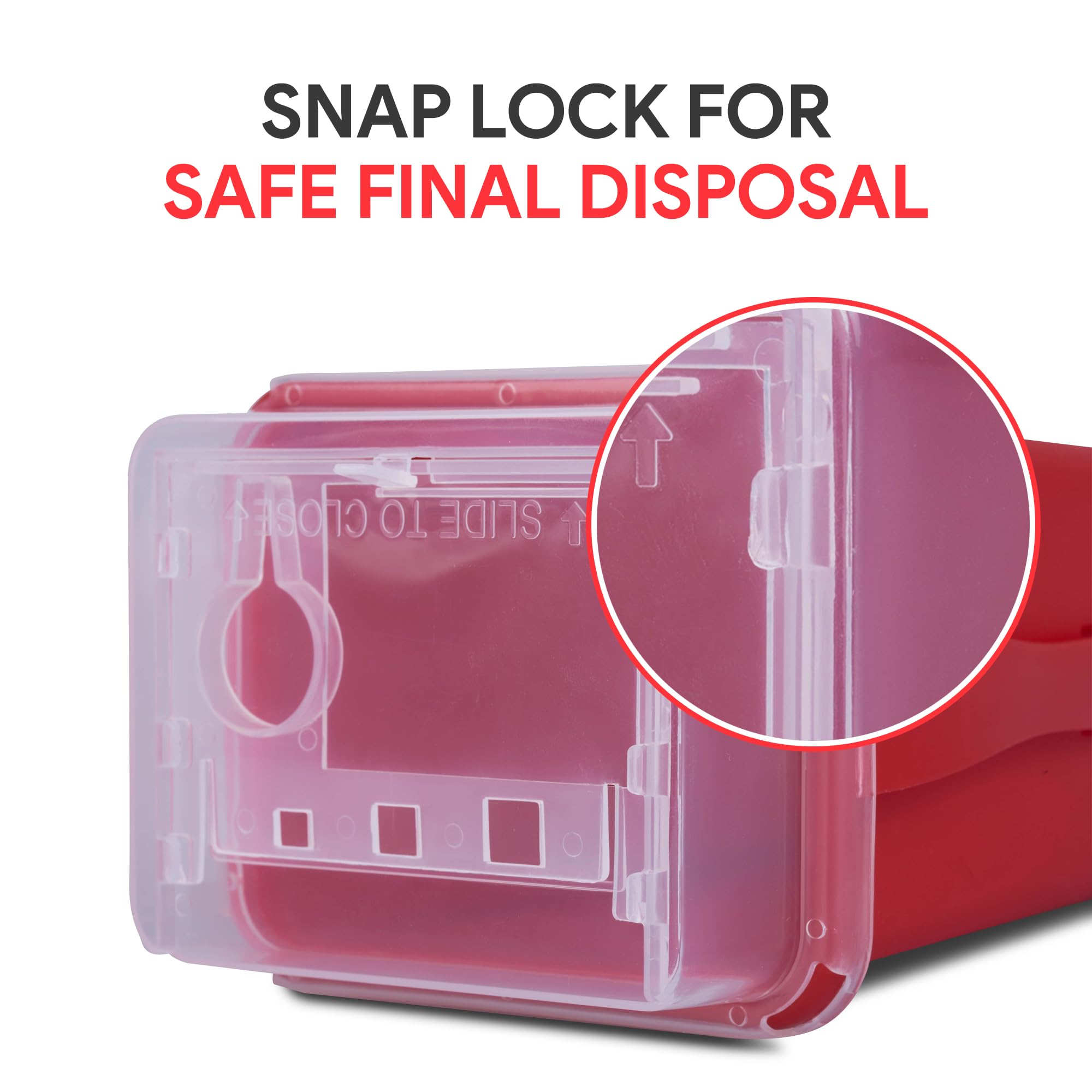 Alcedo 1 Quart Sharps Container for Home & Travel - Safe Biohazard Needle & Syringe Disposal - Small Portable Medical Waste Bin for Diabetics, Tattoo Artists & Healthcare Professionals - Ideal for Insulin Pens, Lancets & Syringes
