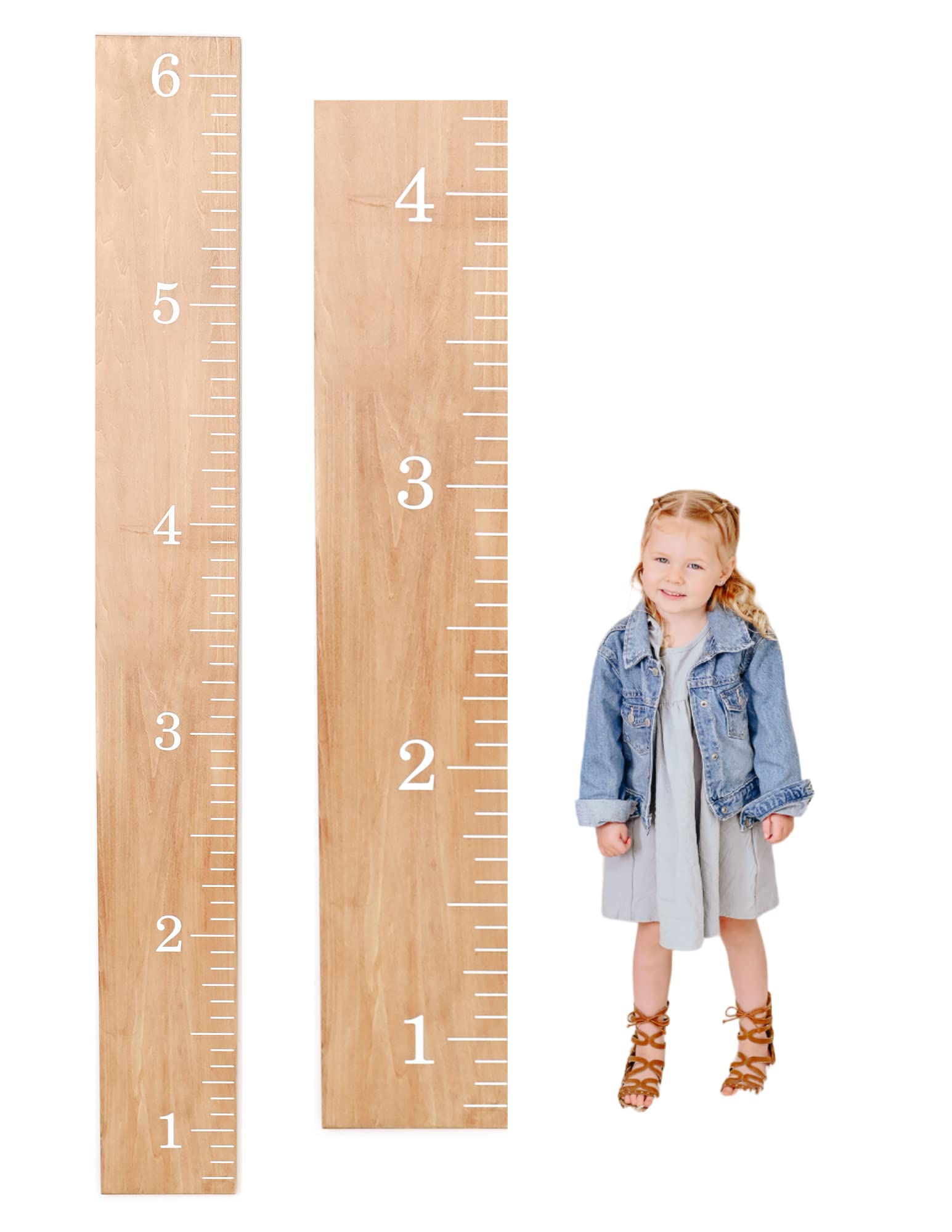 Kids Growth Chart - Real Wood Height Measurement for Children | Minimalist Wall Mounted Growth Tracker | Easy to Hang Natural Wood Growth Ruler for Nursery, Bedroom & Playroom Decor