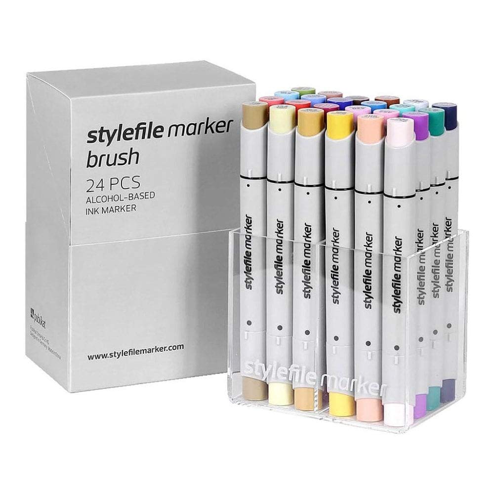 24-Piece Brush Marker Set - Vibrant Colors for Artists, Calligraphy & Hand Lettering - Perfect for Sketching, Coloring Books & DIY Projects