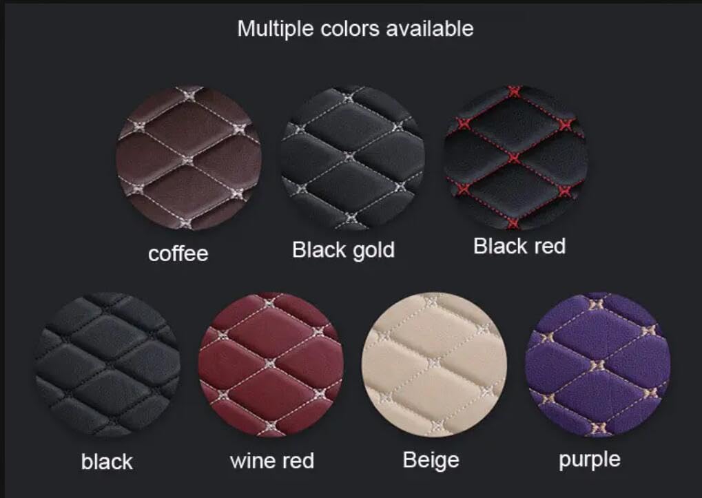 Premium Custom Car Floor Mats for BMW 2 Series Convertible 2014-2021 - Luxury Faux Leather with Phone Pocket, Waterproof & Anti-Slip Design (Black/Red) - Perfect for Road Trips, Daily Commutes & Car Protection
