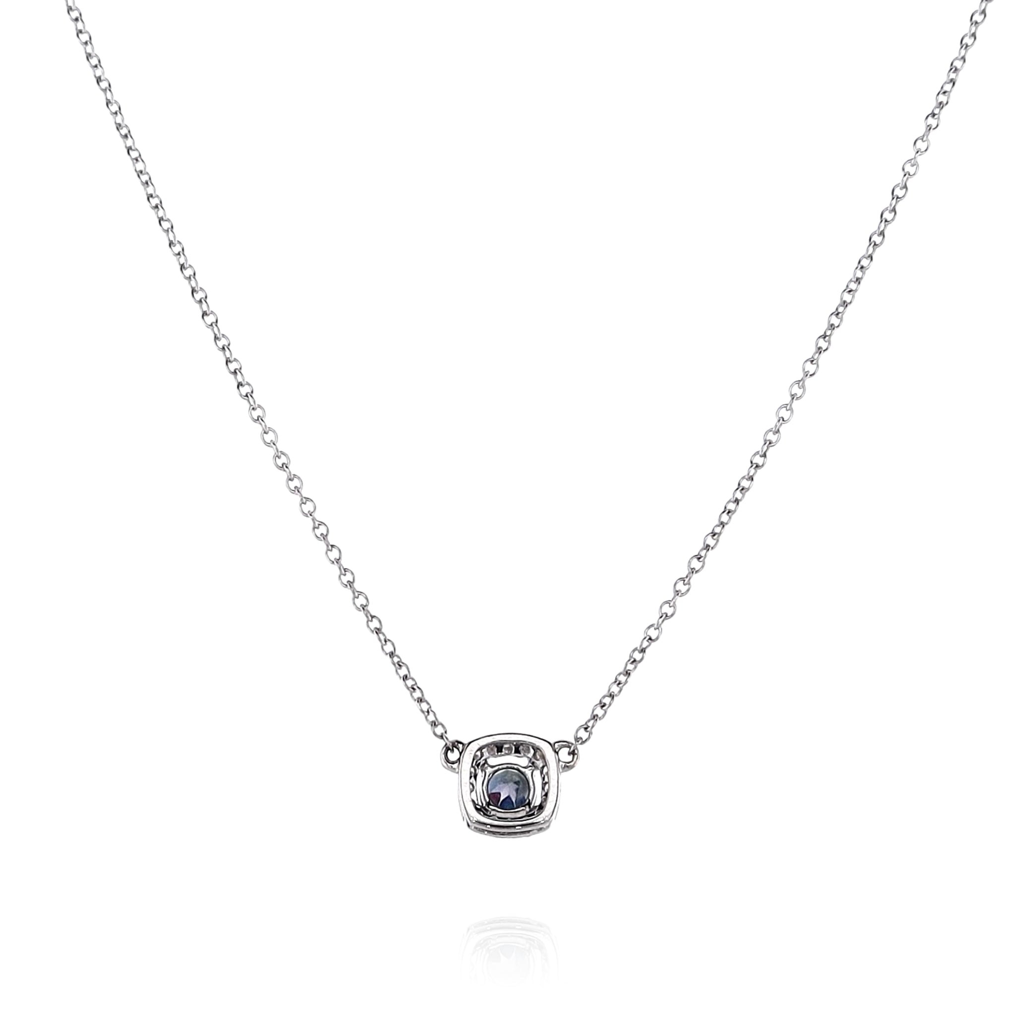 14K White Gold 18mm Round Alexandrite and Diamond Halo Pendant Necklace for Women - Elegant Jewelry Gift for Birthday, Anniversary & Special Occasions