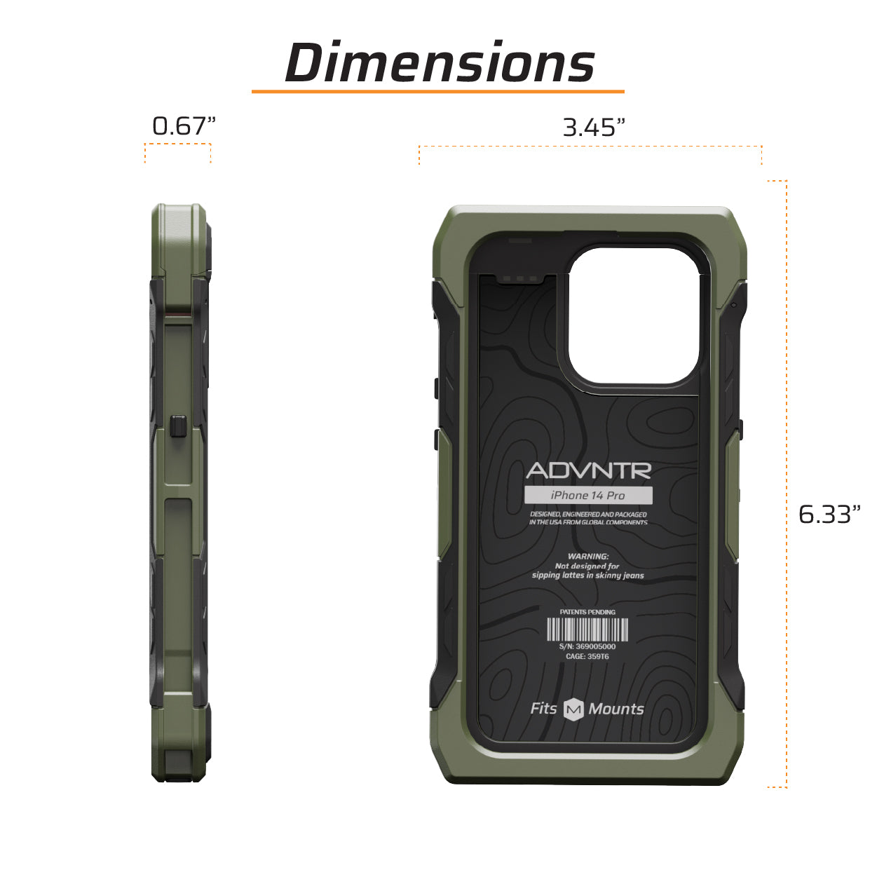 iPhone 14 Pro ADVNTR Rugged Protective Case - Shockproof & Scratch-Resistant Cover for iPhone 14 Pro | Made in USA | Perfect for Outdoor Adventures, Travel & Daily Use