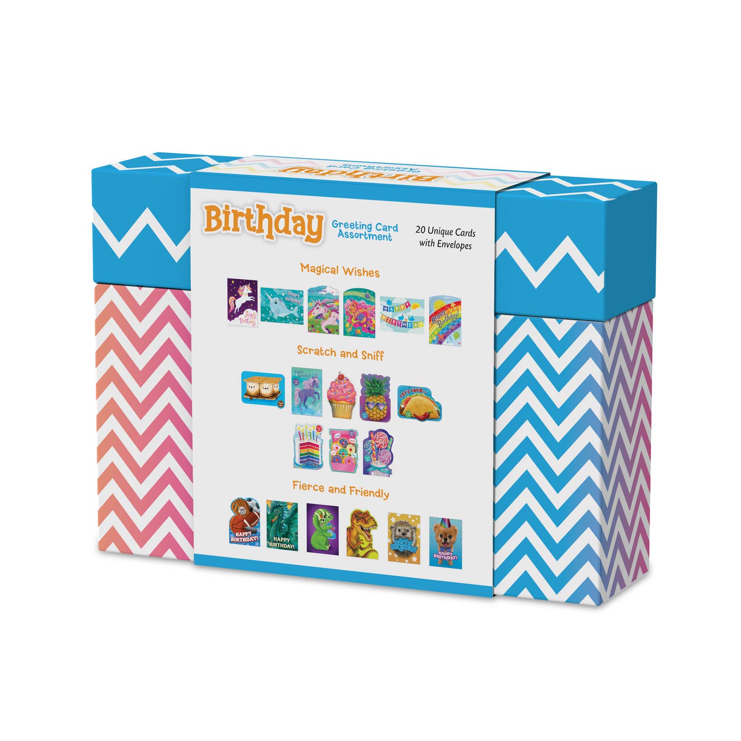 Peaceable Kingdom Birthday Card Assortment Box - 20 Greeting Cards with Envelopes & Storage Box - Perfect for Parties, Celebrations & Gifting