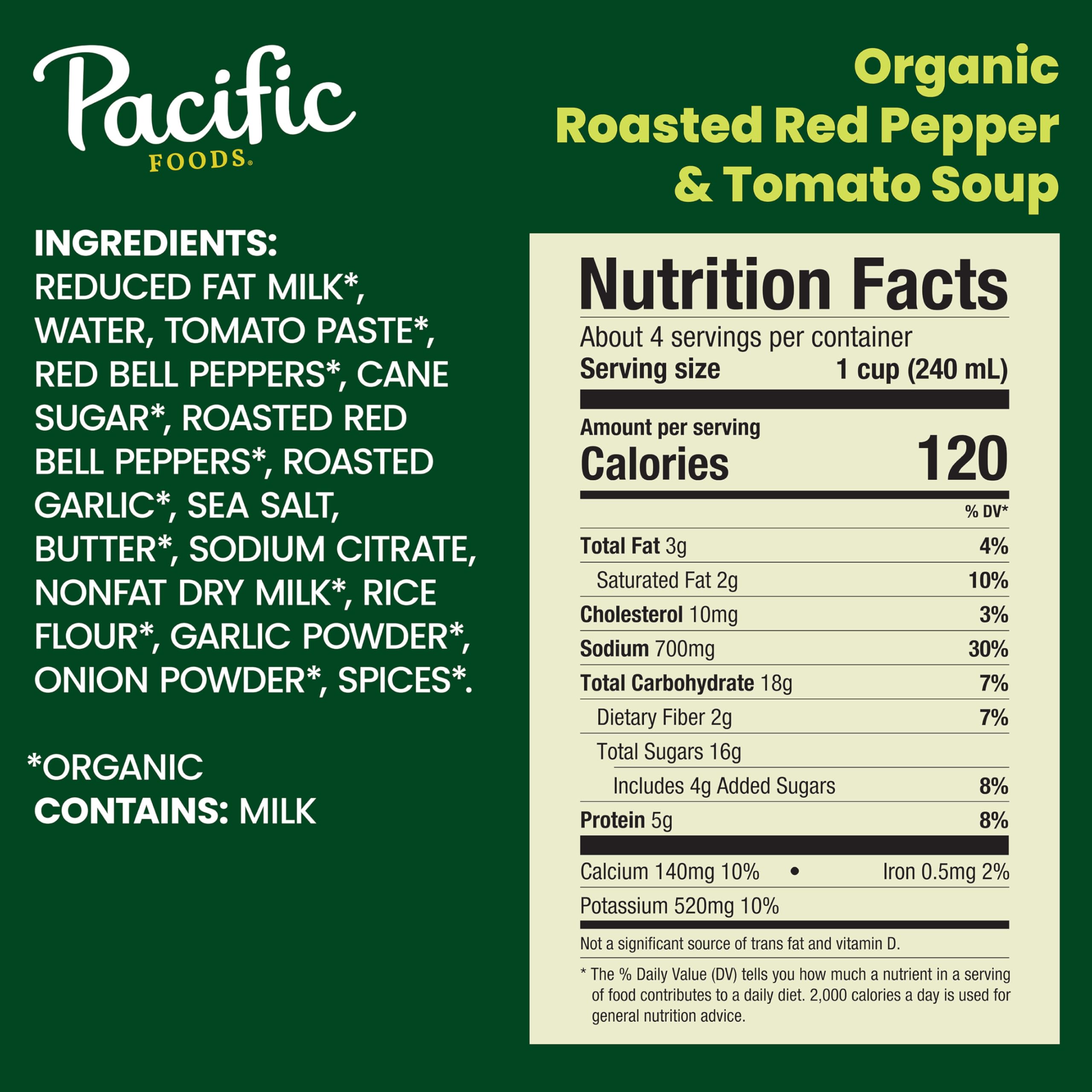 Pacific Foods Organic Roasted Red Pepper & Tomato Soup - 32 oz (Pack of 1) | USDA Certified, Gluten-Free, Vegan | Perfect for Quick Lunches, Cozy Dinners & Healthy Meal Prep