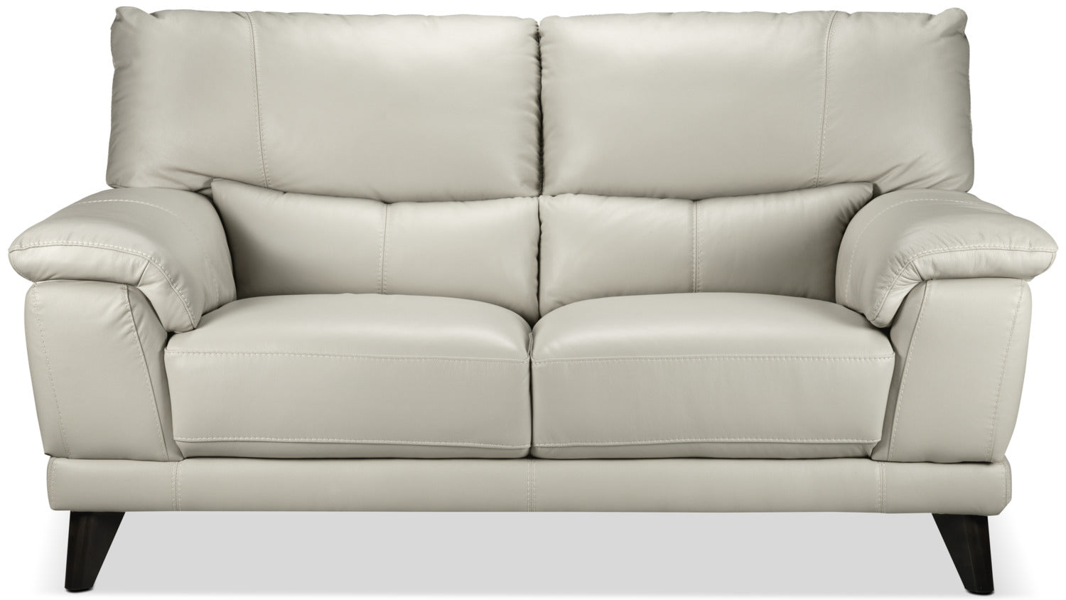 Braylon Leather Loveseat Sofa - Silver Grey Faux Leather Small Couch for Living Room, Apartment & Office - Modern 2-Seater Furniture for Home Decor