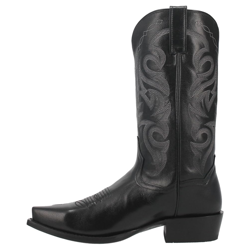 Dan Post Men's Milwaukee Embroidered Snip Toe Pull-On Casual Boots - Mid Calf Western Boots for Men | Black Cowboy Boots for Everyday Wear, Country Music Festivals & Rodeo Events