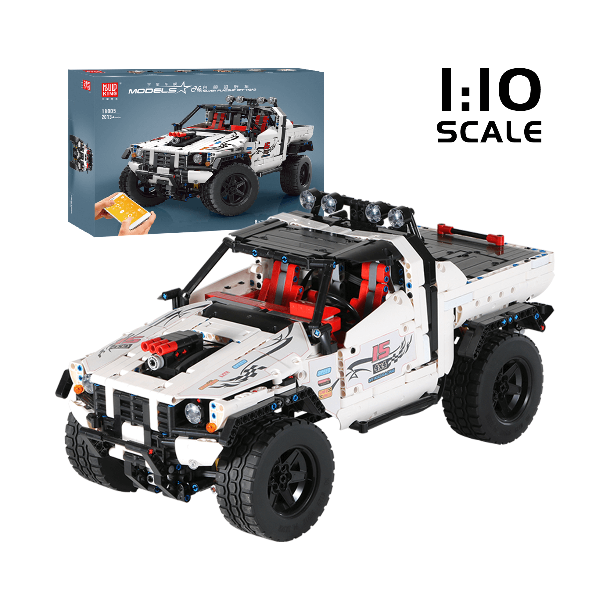 Mould King 18005 4X4 Pickup Truck Remote Control Building Blocks Set - 2,013 PCS STEM Toy for Kids & Adults | Perfect for DIY Projects, Gift Giving & RC Car Enthusiasts
