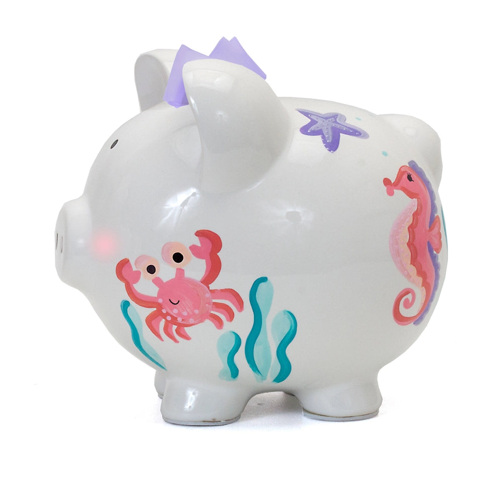 Child To Cherish Mermaid Piggy Bank - Cute Ceramic Money Bank for Girls, Kids Savings Gift with Lock & Key - Perfect for Birthday, Christmas & Financial Literacy Education