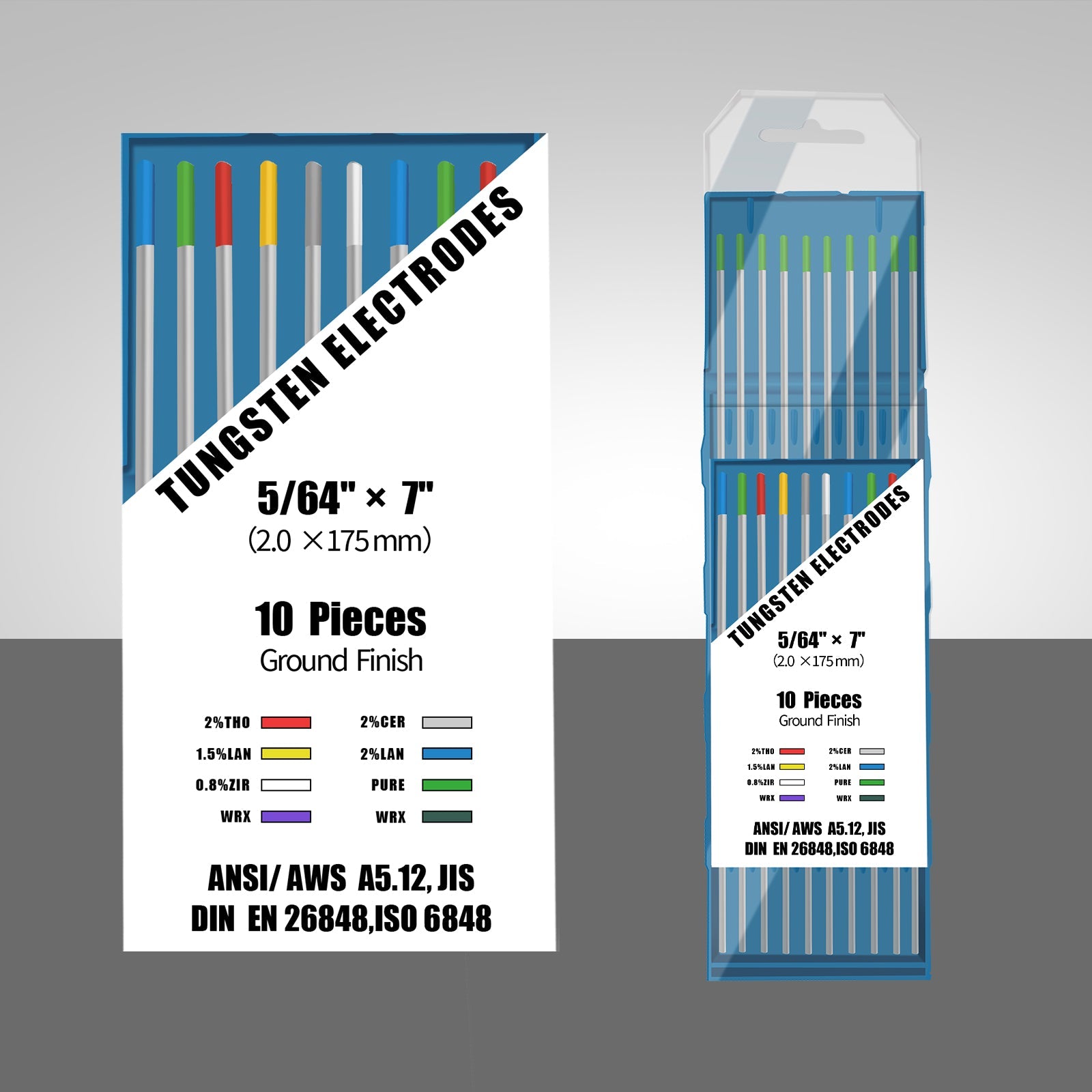 SSimder WP Green TIG Welding Tungsten Electrode 10 Pack - 2% Thoriated for Stainless Steel & Alloys - Perfect for DIY, Automotive & Metal Fabrication Projects