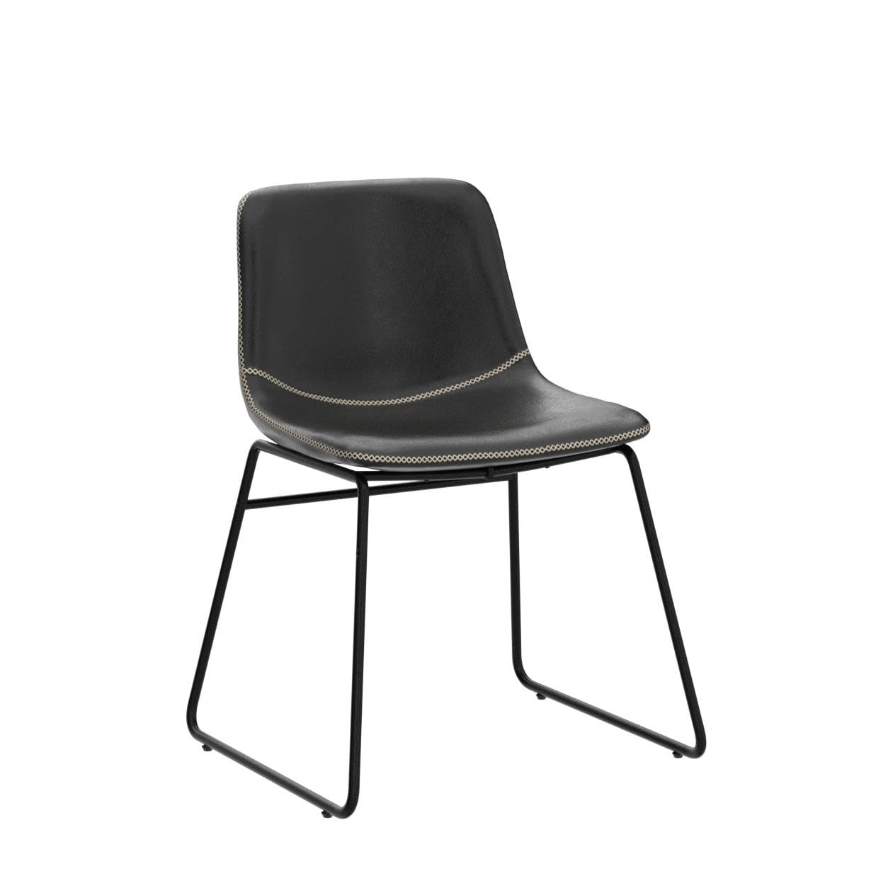 HeuGah 4-Piece Modern Industrial Dining Chair Set - Faux Leather Upholstered Kitchen & Dining Room Chairs with Sturdy Metal Legs - Perfect for Small Spaces, Breakfast Nooks & Contemporary Home Decor
