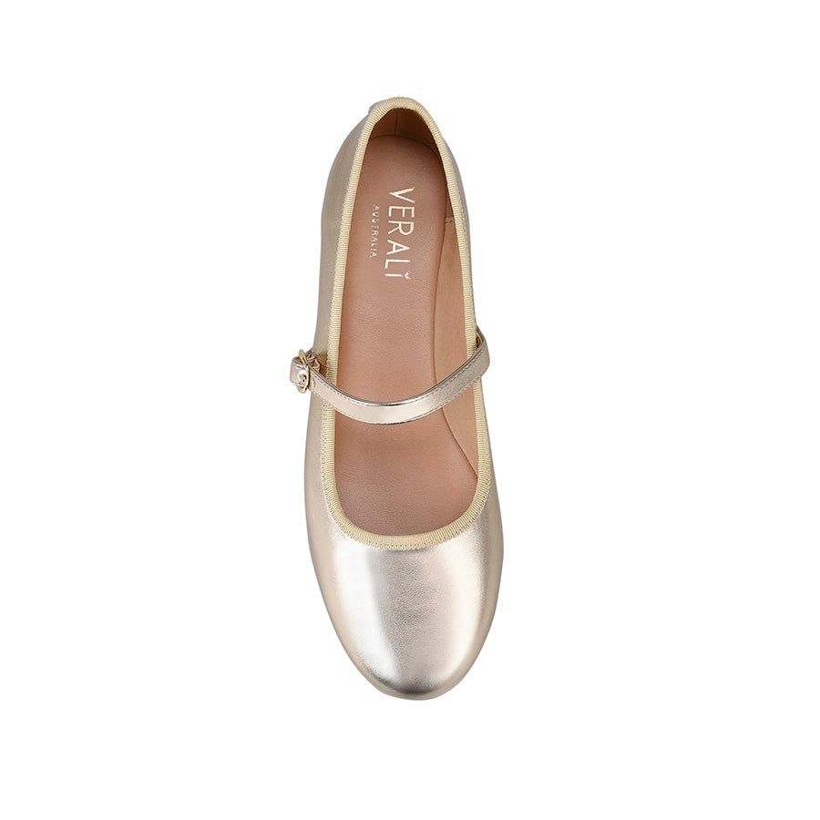 Bambi Mary Jane Flats for Women - Elegant Champagne Smooth Leather Shoes for Casual & Office Wear - Comfortable Ballet Flats for Daily Use, Work, and Special Occasions