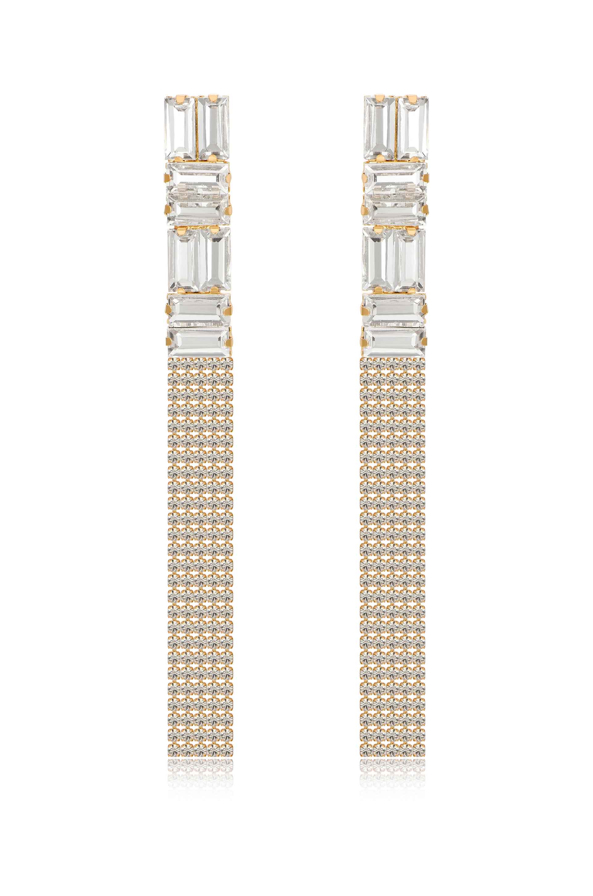 Art Deco Crystal Chain Dangle Earrings for Women - Vintage Style Drop Earrings with Sparkling Rhinestones - Perfect for Parties, Weddings & Evening Events