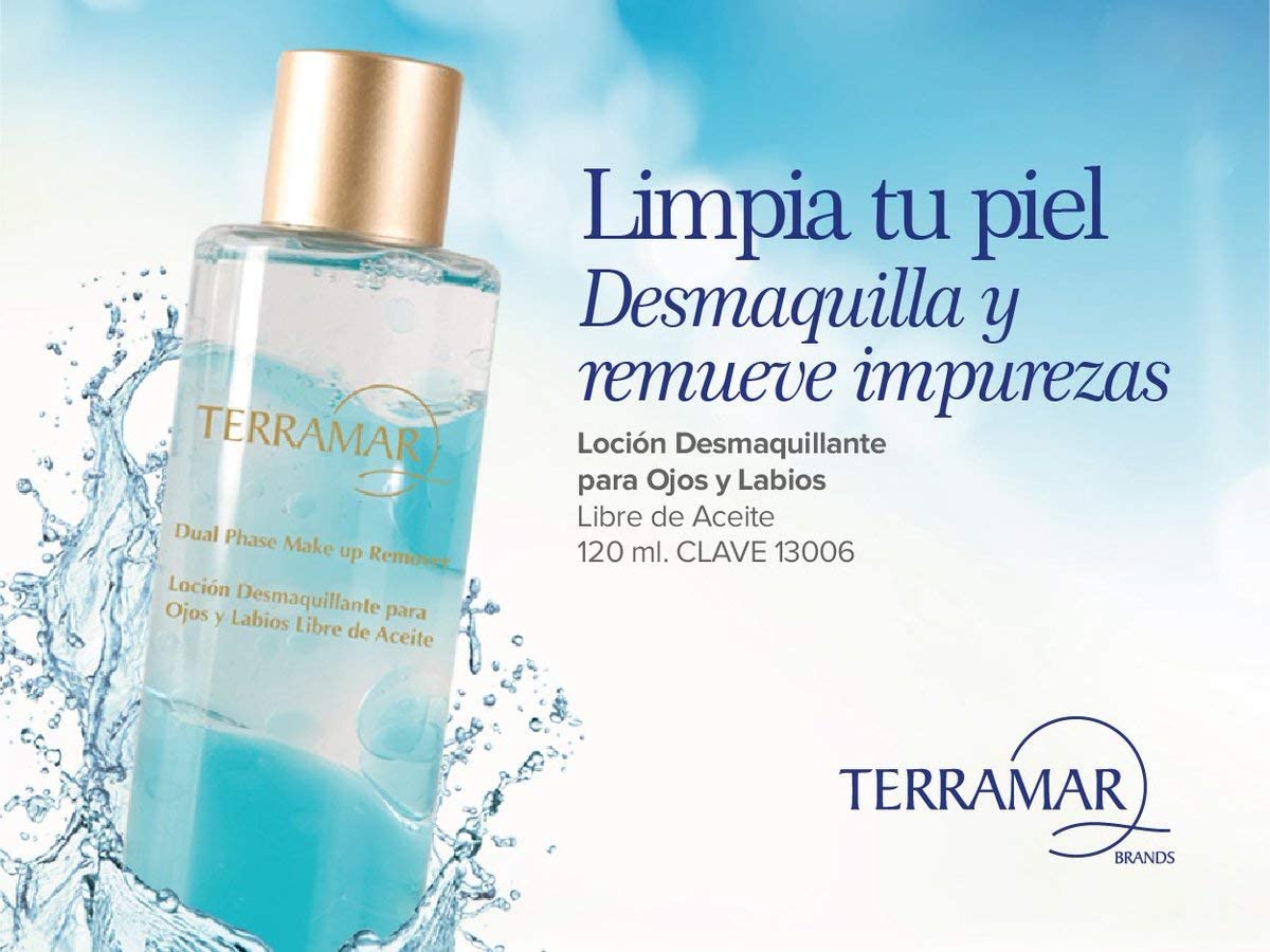Terramar Dual Phase Makeup Remover - Oil & Water Formula for Gentle Eye & Face Cleansing | Perfect for Sensitive Skin & Waterproof Makeup Removal