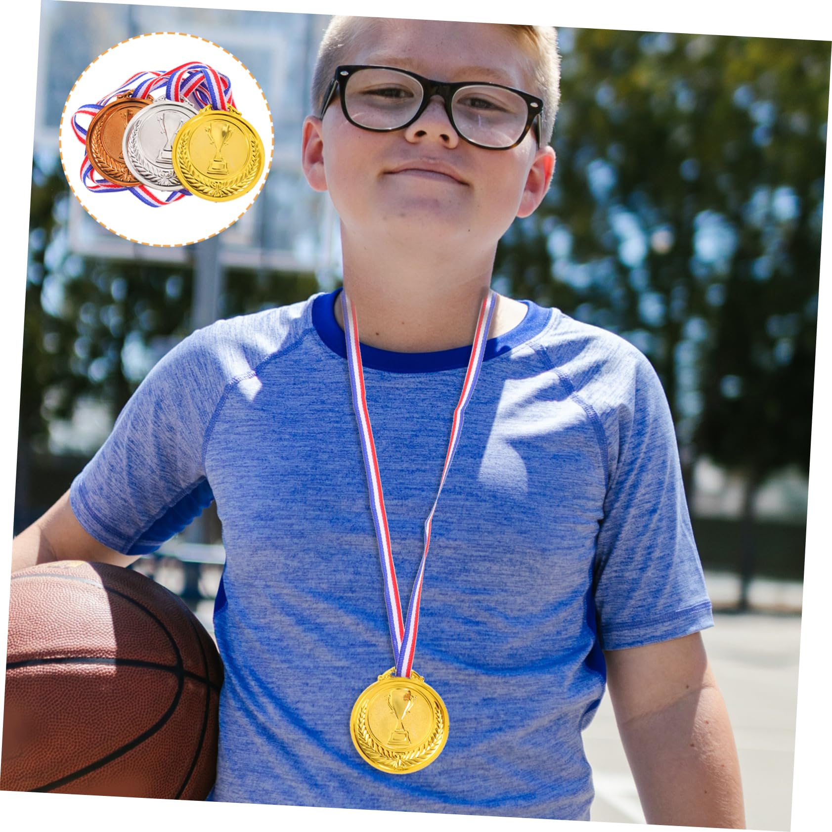 GAROZATION Kids Sports Medals - 12 Pack Plastic Basketball & Soccer Awards for Children - Perfect for Tournaments, School Events & Birthday Parties