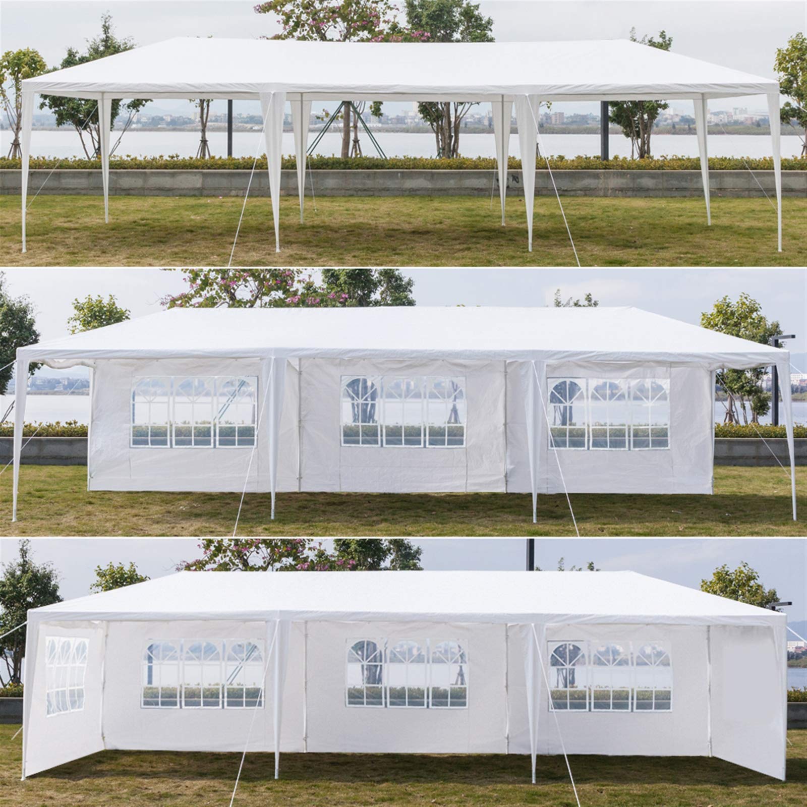 10x30 Party Tent Canopy - Waterproof Outdoor Wedding, Camping, BBQ & Backyard Event Shelter with Removable Sidewalls & PE Fabric - Perfect for Windy Weather Protection, Family Gatherings, Picnics and Outdoor Celebrations