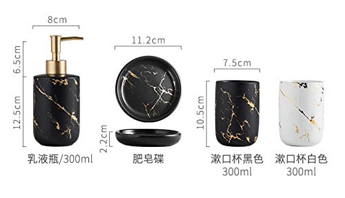 Ceramic Marble Bathroom Set (3pcs) - Soap Dish, Toothbrush Holder & Cup for Modern Bathrooms