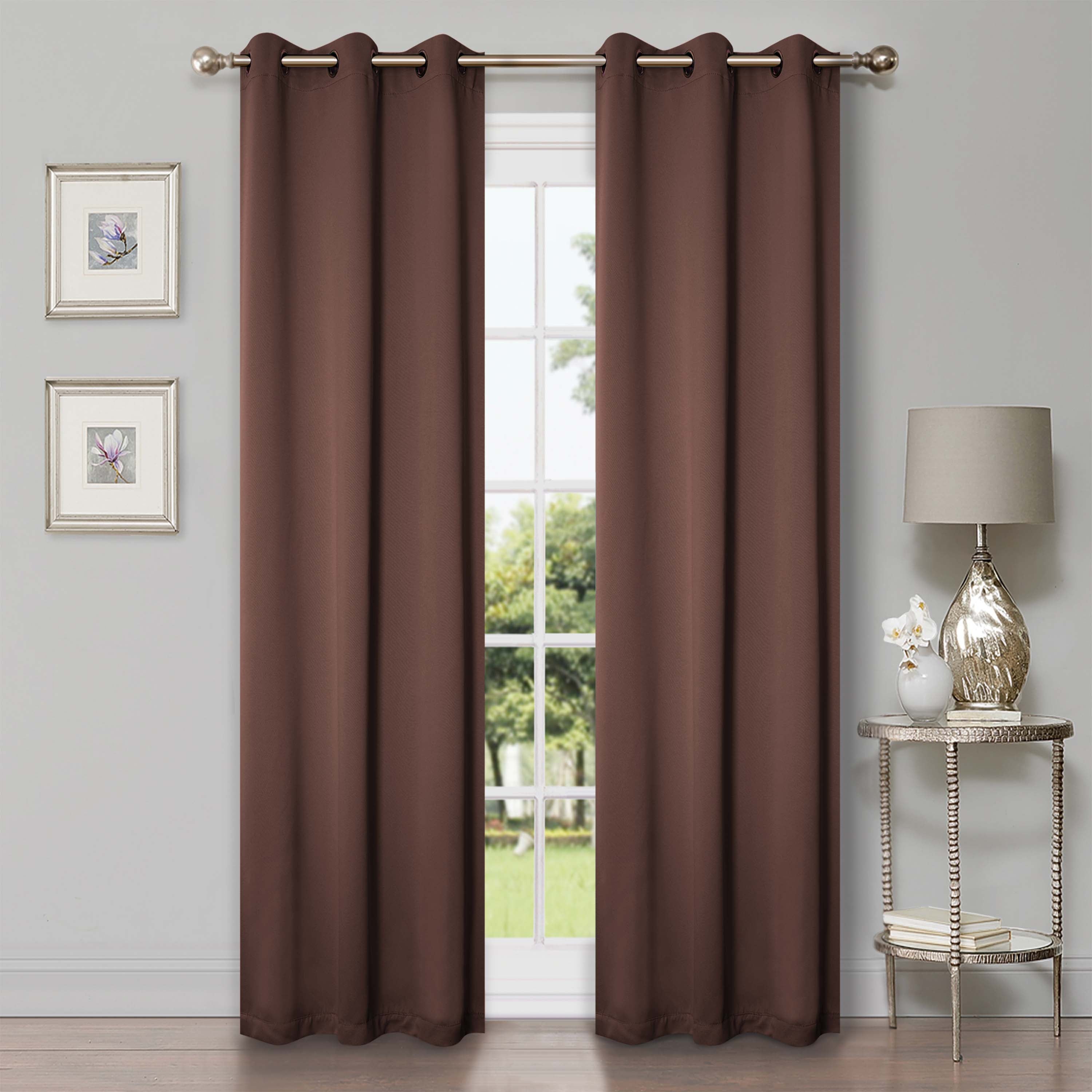 Solid Classic Modern Grommet Blackout Curtain Set - Thermal Insulated Window Drapes for Bedroom & Living Room - Noise Reducing Room Darkening Curtains for Better Sleep