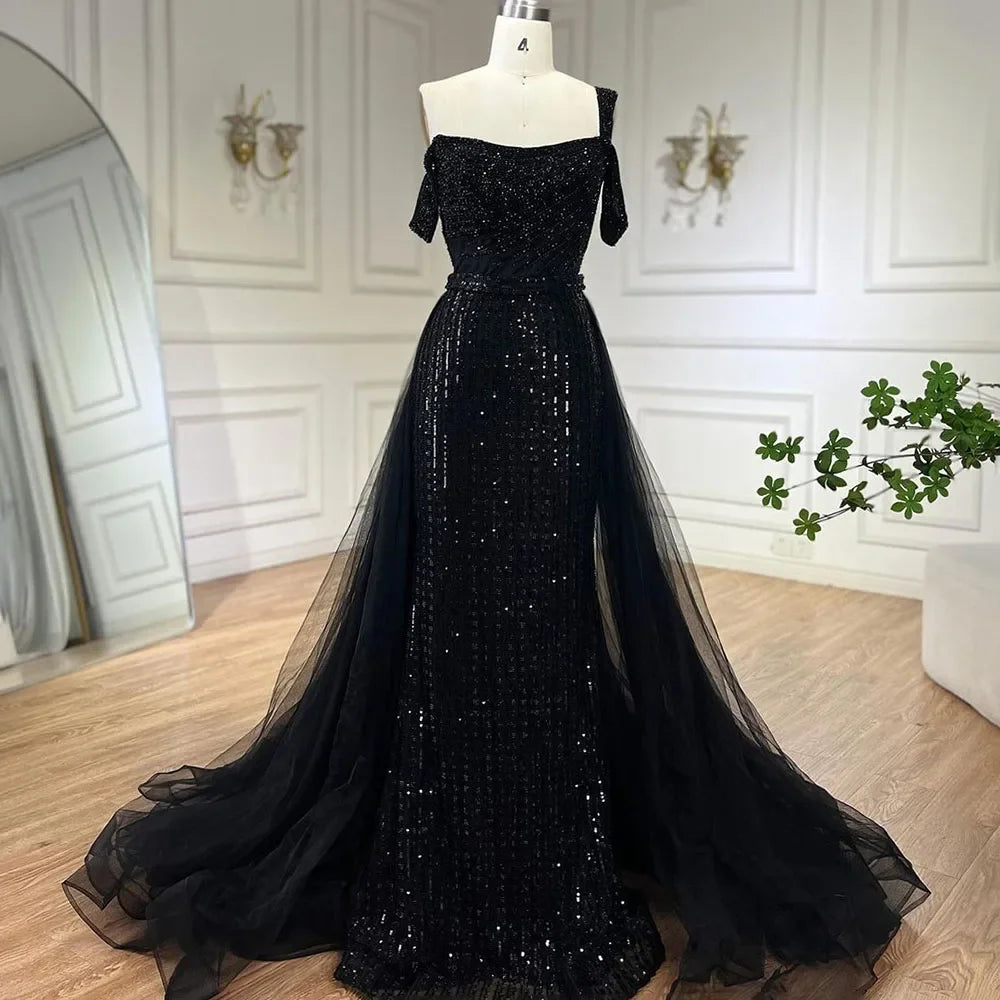 Serene Hill Gold Mermaid Elegant One Shoulder Beaded Evening Gown - Luxury Wedding Party Dress for Women 2025 | Perfect for Red Carpet Events, Galas & Formal Occasions