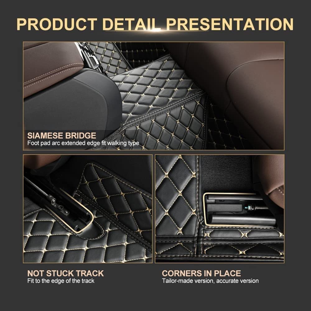 Premium Custom Car Floor Mats for Kia Optima 2011-2015 - Luxury Leather Waterproof Non-Slip Full Coverage Floor Liners (Black/Beige) - Perfect for All-Weather Protection & Interior Style Upgrade