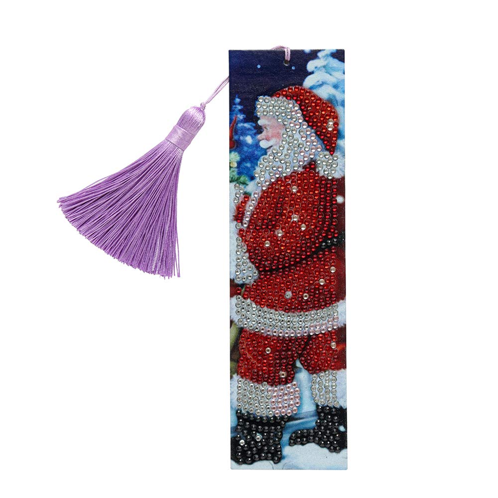 5D Diamond Painting Santa Bookmarks for Adults - DIY Tassel Bookmark Arts & Crafts Kit - Perfect Gift for Christmas, Reading Enthusiasts & Craft Lovers