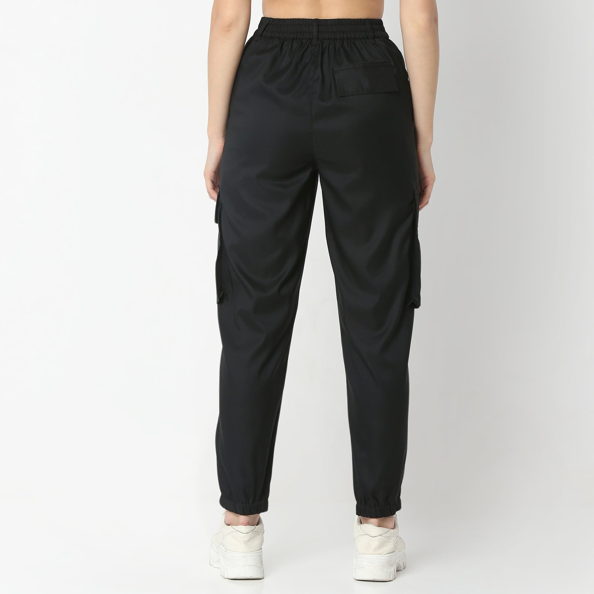 Women's High Rise Ankle Cargo Pants with Patch Pockets - Stylish Utility Pants for Hiking, Travel & Casual Wear