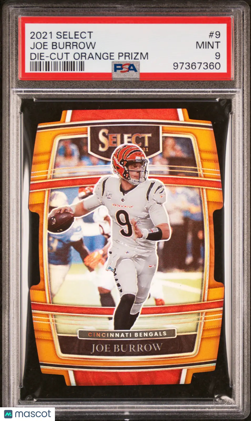 2021 Panini Select Football Joe Burrow Die Cut Orange Prizm PSA 9 /249 - Rare Collectible Trading Card for Sports Memorabilia & Investment - Perfect for Football Fans, Card Collectors, and Gift Giving