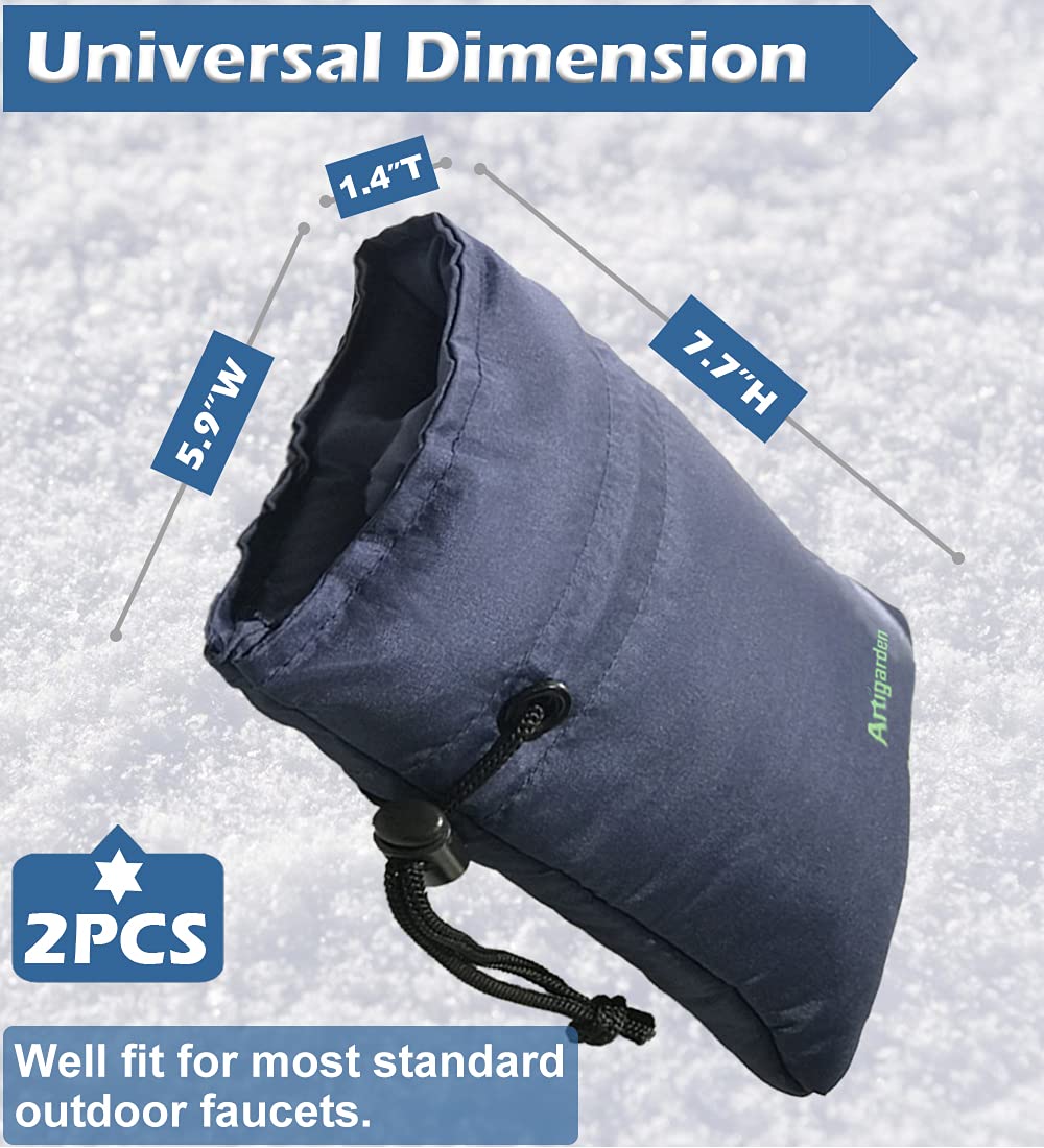 Upgraded Outdoor Faucet Cover for Winter Freeze Protection - Insulated Water Hose Bib Cover for Cold Weather, Blue, Pack of 2 - Protect Pipes from Freezing in Winter for Home & Garden Use