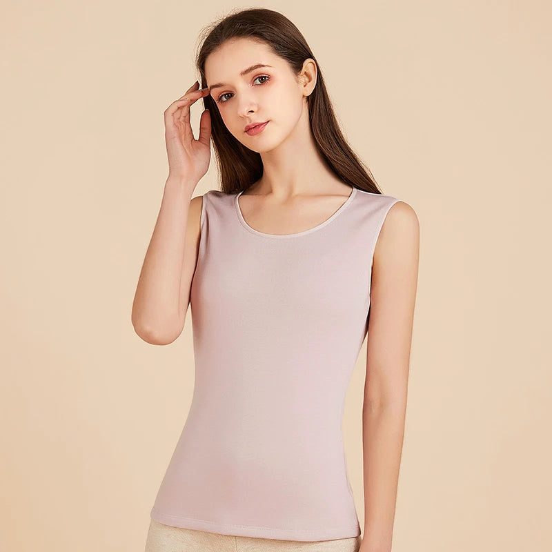 Women's Silk Velvet Thermal Vest - Warm Winter Layering Piece for Cold Weather, Cozy Indoor & Outdoor Wear