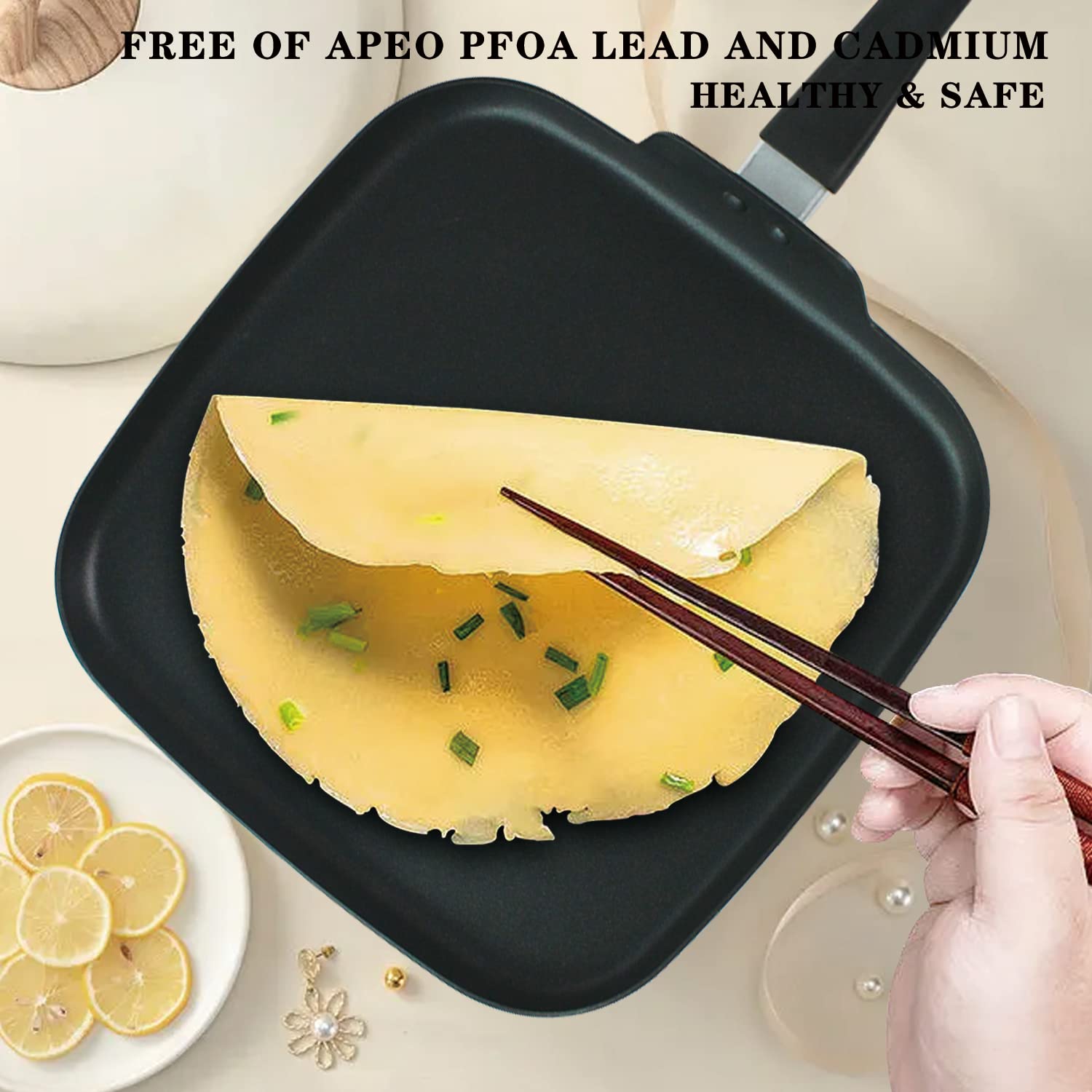 **10 Inch Square Nonstick Griddle Pan - PFOA Free Grill Pan for Eggs, Omelets, Pancakes & More - Perfect for Stovetop, Camping & Outdoor Cooking**