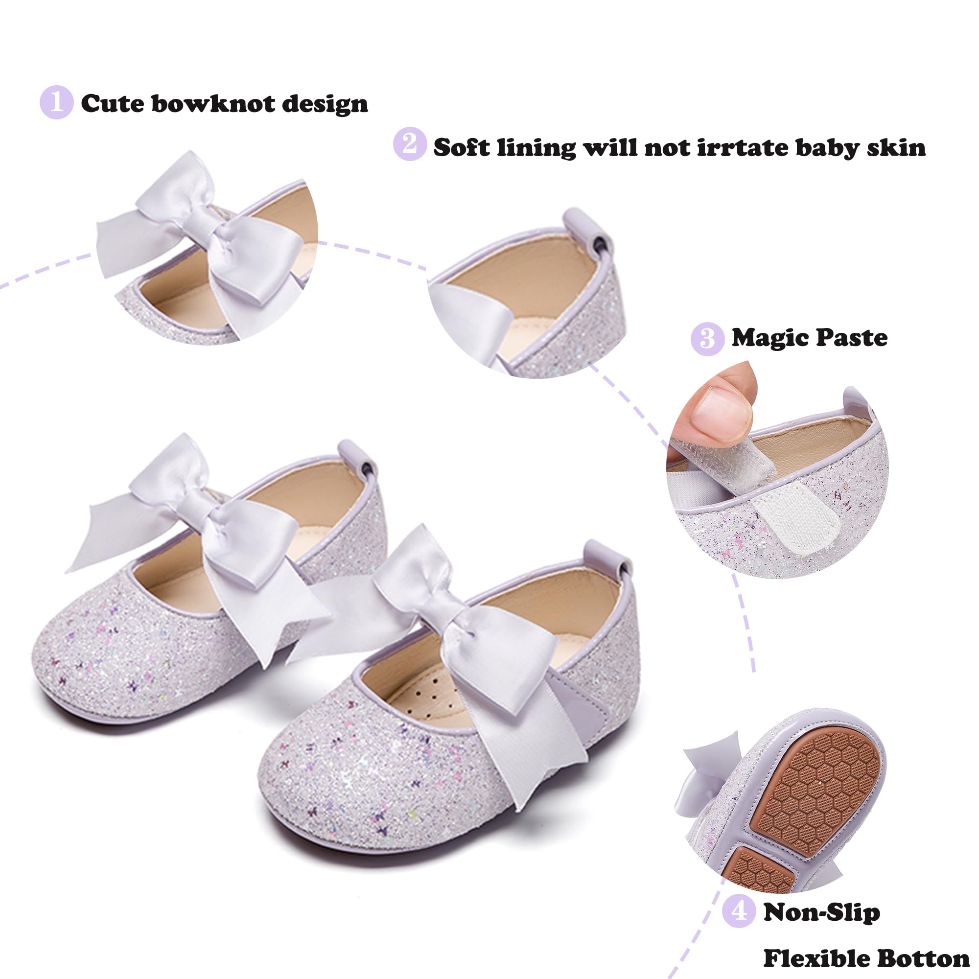 Kiderence Baby Girls Prewalker Mary Jane Flats - Soft Sole Bowknot Princess Dress Shoes for Infant & Toddler (6-24 Months) | Perfect for First Steps, Special Occasions & Photo Shoots