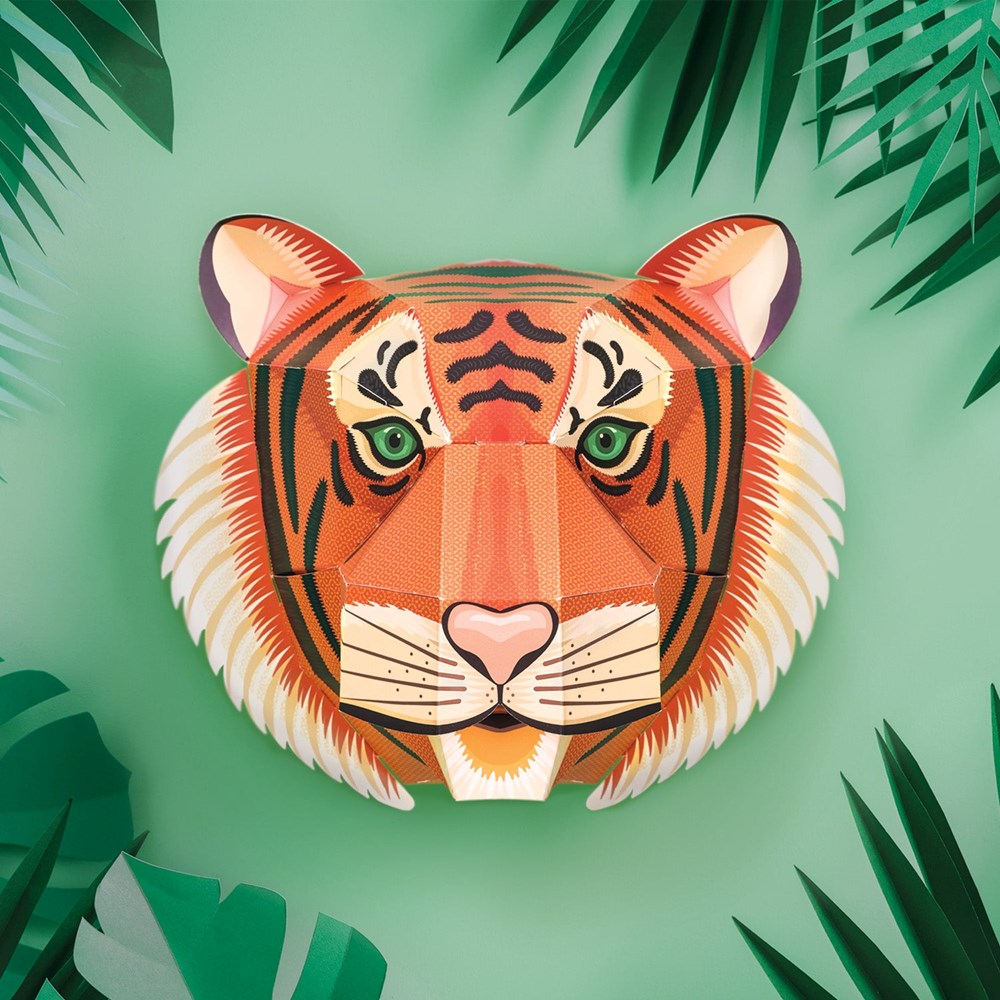 DIY Majestic Tiger Head Sculpture Kit - Handmade 3D Art Craft for Home Decor, Wall Art, and Unique Gifts