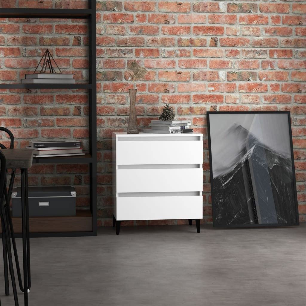 White Buffet Cabinet 23.6x13.8x27.2 Inches - Kitchen Storage Cabinet, Coffee Bar Sideboard for Living Room, Hallway & Bathroom - Durable Chipboard Furniture for Home Organization & Entertaining