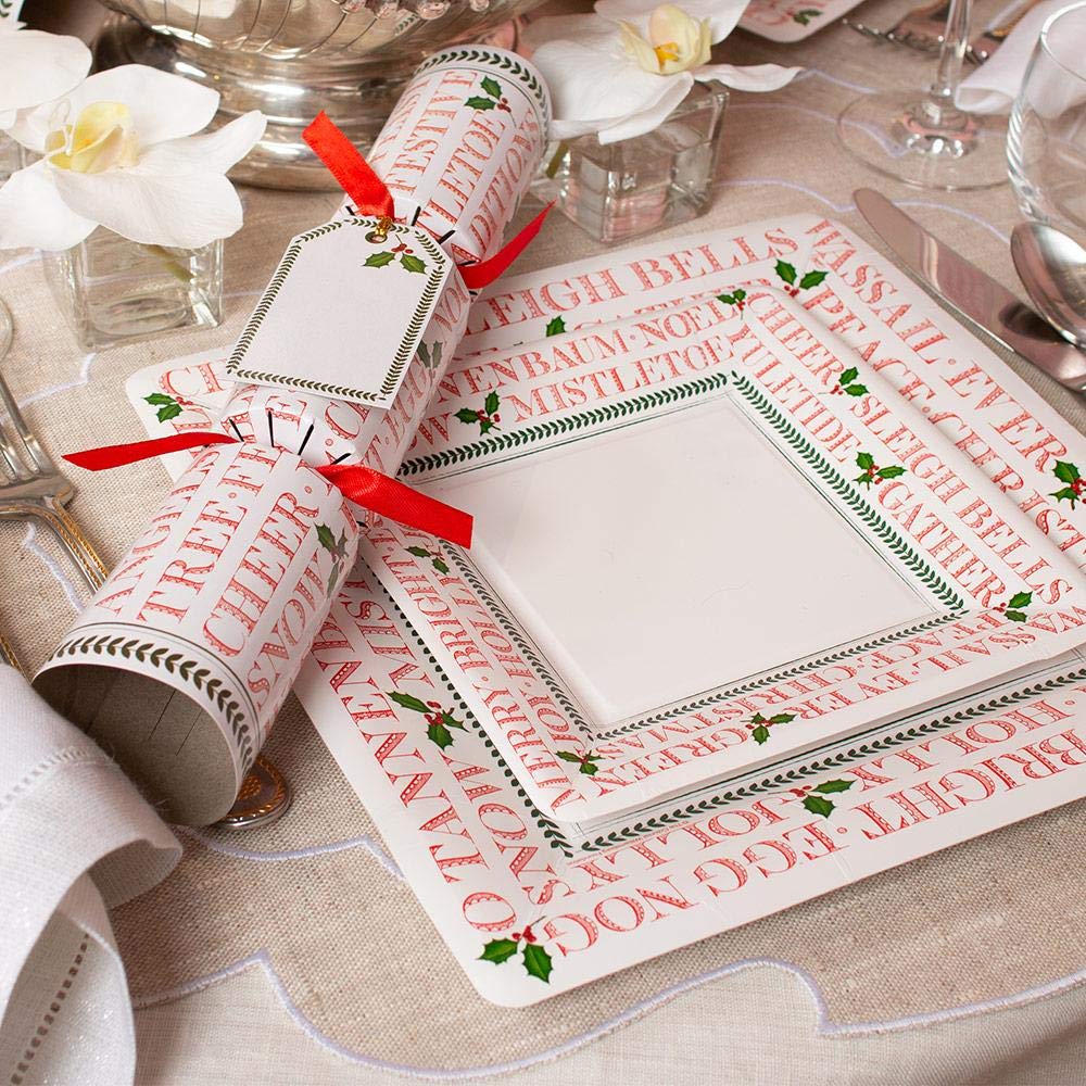 Caspari Yuletide Cheer Holiday Paper Dinner Plates - Pack of 8 | Festive Christmas Party, Thanksgiving Dinner & Seasonal Celebration Tableware