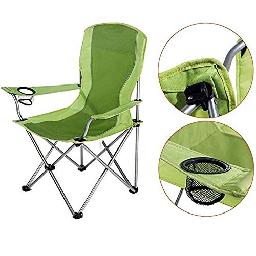Ultralight Aluminum Alloy Folding Camping Chair with Padded Seat, Armrests & Mesh Cup Holder - Portable Outdoor Chair for Camping, Picnics, Beach, Fishing, Backyard & Tailgating
