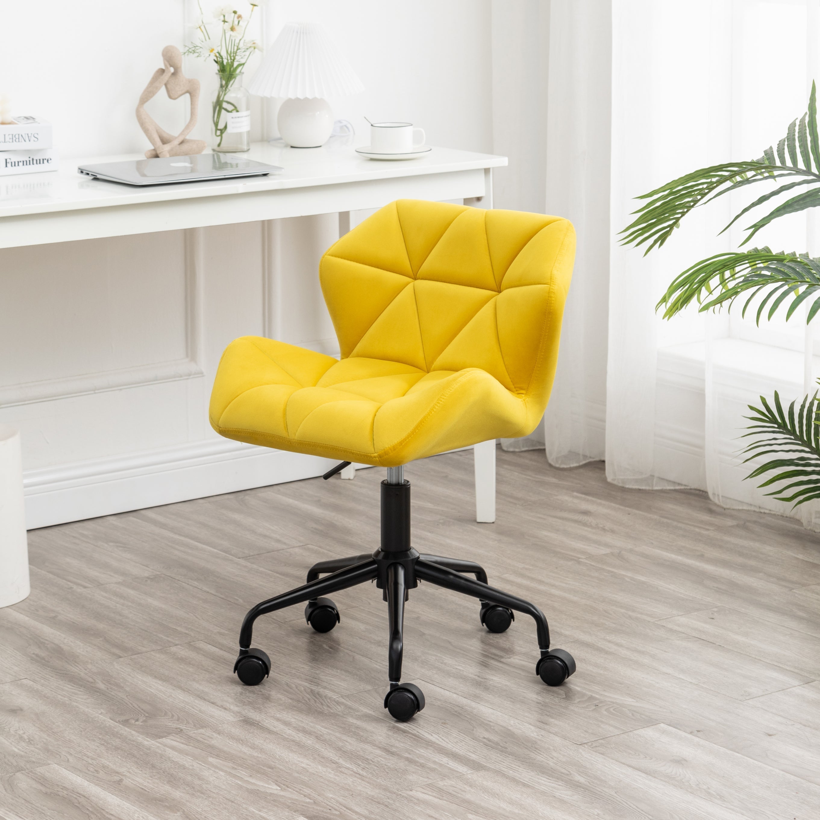 Roundhill Furniture Eldon Diamond Tufted Adjustable Swivel Office Chair - Ergonomic Executive Desk Chair with Lumbar Support for Home & Office Workspace