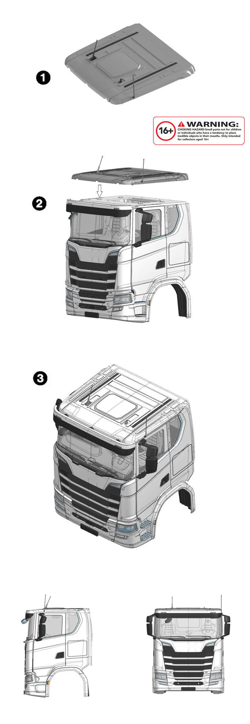 1/14 Tamiya 770S RC Tractor Truck Plastic Low Top Roof Shell - DIY Replacement Part for 56371 & 56368 Models - Perfect for RC Car Enthusiasts & Scale Model Builders