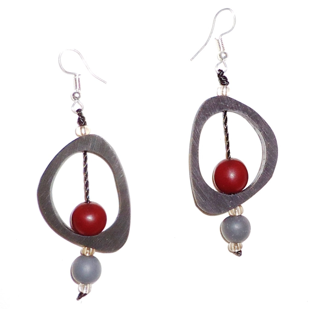 Black Ovoid Resin Earrings for Women - Lightweight Dangle Drop Earrings for Casual Wear, Parties & Special Occasions
