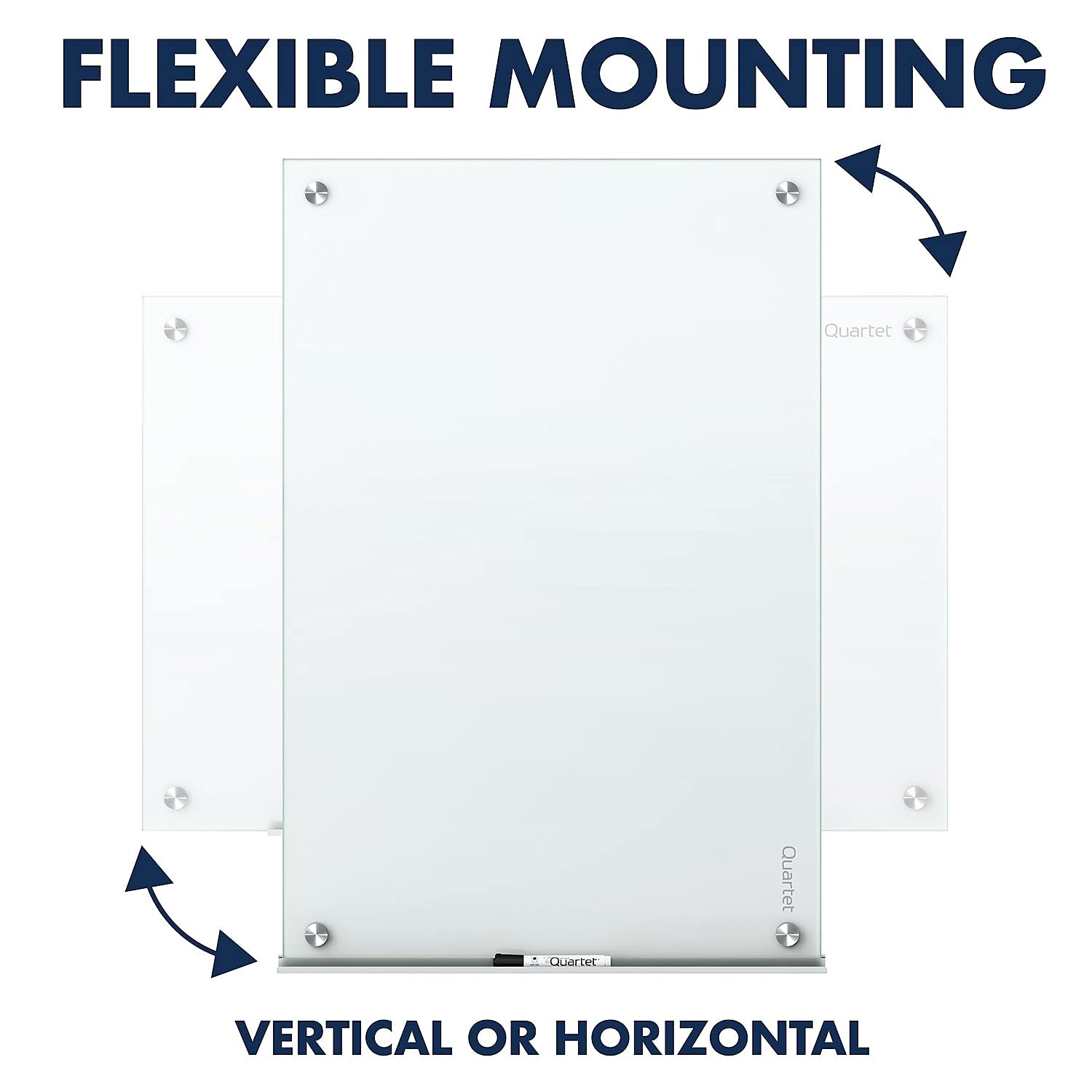 Quartet G2418W 24x18 Inch Frameless Glass Whiteboard - Dry Erase Marker Board for Office, Classroom & Home Use - Infinity Series Glass Marker Board