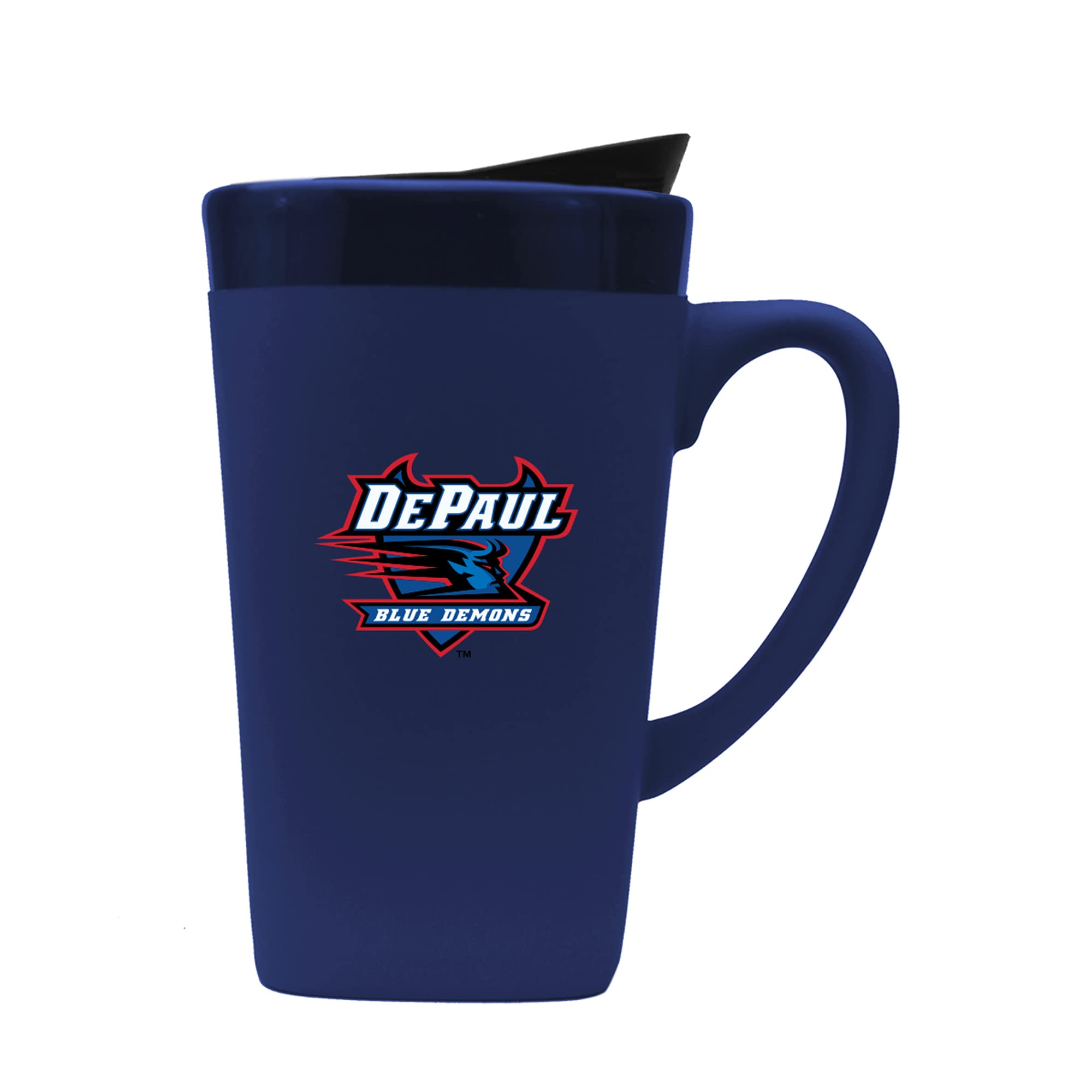 DePaul 16oz Ceramic Travel Mug with Swivel Lid - Insulated Coffee Cup for Hot & Cold Drinks, Leak-Proof Design, Perfect for Office, Commuting and Outdoor Activities - Blue
