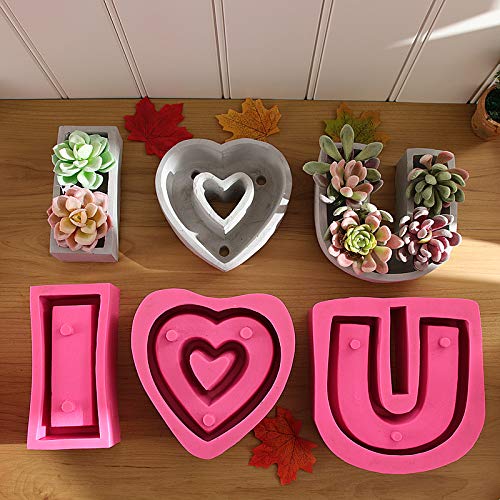 Premium Silicone Concrete Flower Pot Molds - Heart-Shaped DIY Planter Molds for Succulents, Cement & Clay Crafts | Perfect for Home Garden Decor, Wedding Favors & Handmade Gifts