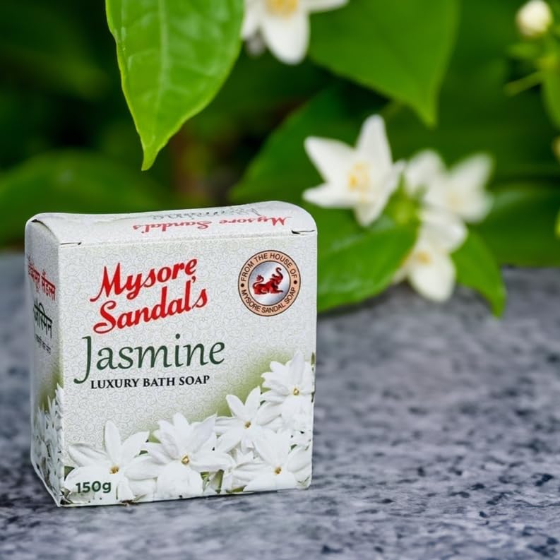 MABOX MYSORE SANDALWOOD & JASMINE LUXURY HANDMADE BATH SOAP - 125g (Pack of 2) - Natural Aromatherapy Soap for Relaxation & Skin Hydration - Perfect for Spa, Gift & Daily Bathing Rituals