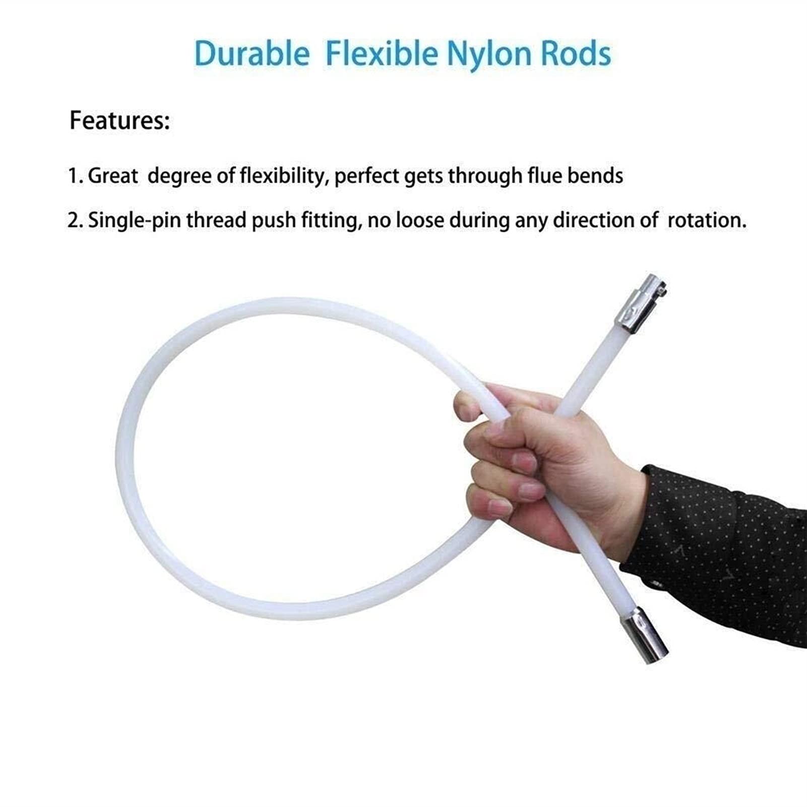 Chimney Sweep Kit with Flexible Rods - Fireplace & Dryer Vent Cleaning Brush Set - 410mm Rotary Lint Remover (6 Rods) - Perfect for Home Fireplace Maintenance & Dryer Vent Cleaning