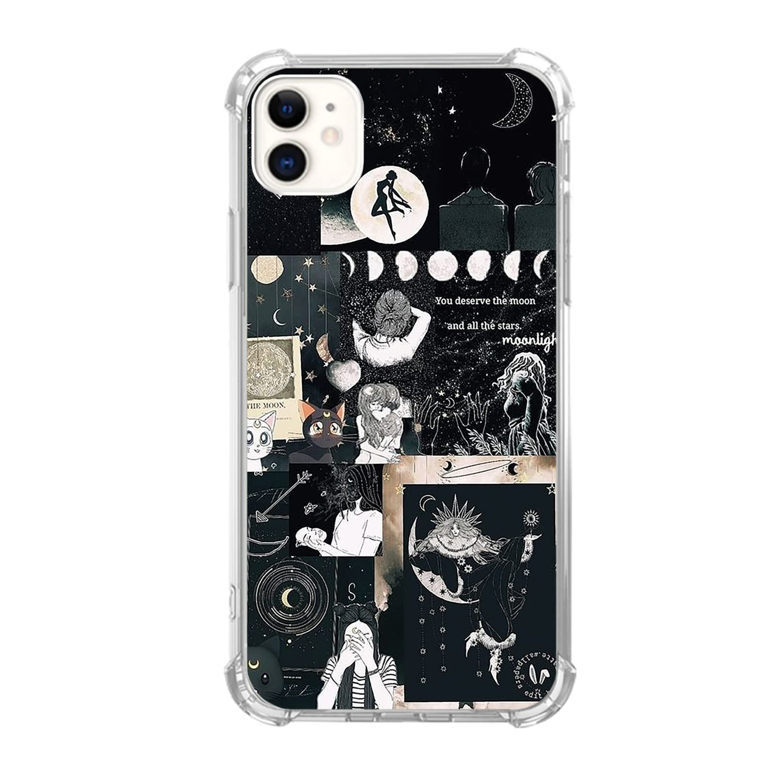 Asreology Space Collage Phone Case for iPhone 11 - Cute Celestial Black TPU Bumper Cover with Unique Trendy Design | Perfect for Stargazers, Astronomy Lovers & Fashion Enthusiasts