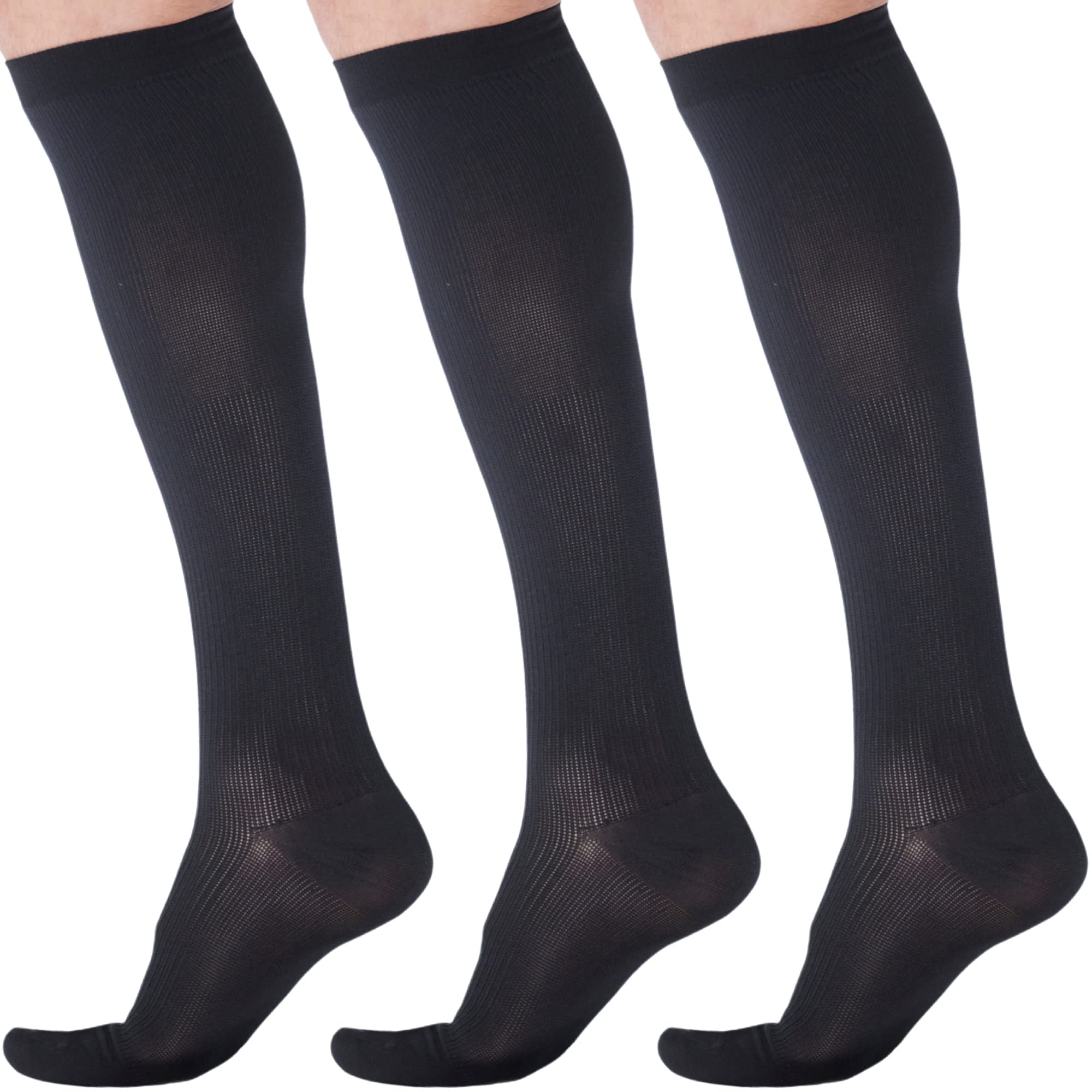3 Pack Graduated Compression Socks 20-30 mmHg for Men - Made in USA - Improve Circulation & Reduce Swelling for Running, Travel & Work