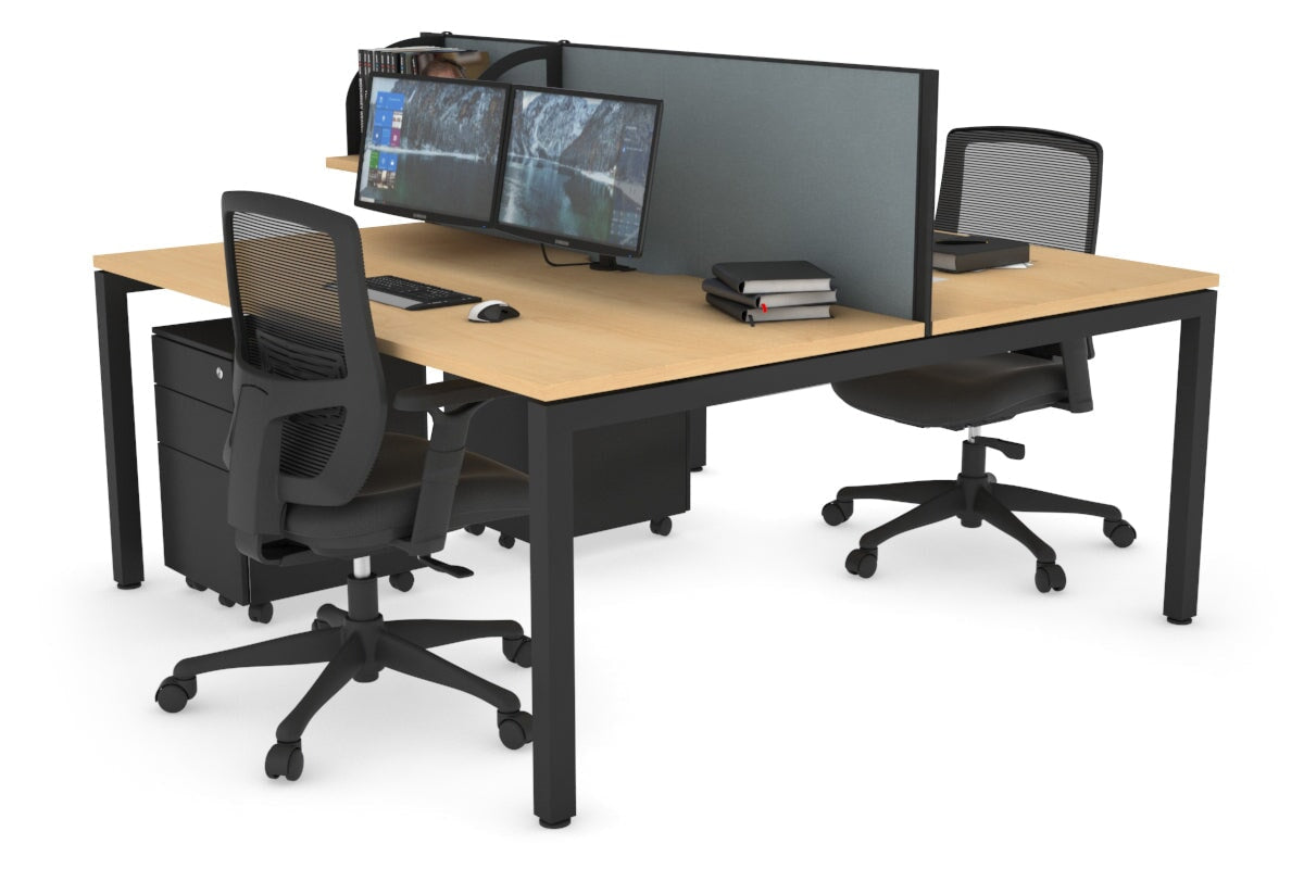 Quadro Square Legs 2 Person Office Workstation Desk - 1400L x 800W with Cable Management Scallop - Perfect for Shared Workspaces & Home Offices