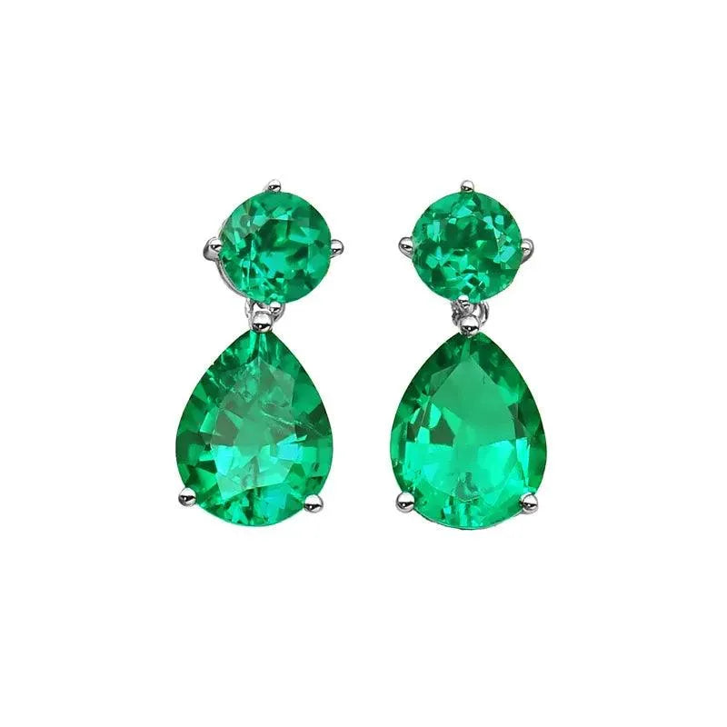 10K Gold Earrings with Lab-Grown Emerald & Moissanite | Sterling Silver Fine Jewelry for Women | Elegant Party & Wedding Gift | Perfect for Anniversaries, Date Nights & Special Occasions