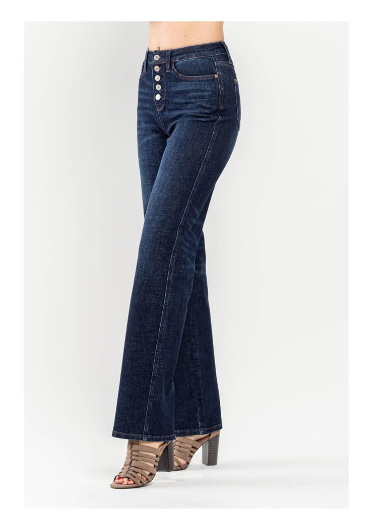 Judy Blue Women's High Waist Button-Fly Straight Jeans 88598 | Comfortable Stretch Denim Pants for Casual Wear, Work & Everyday Outfits